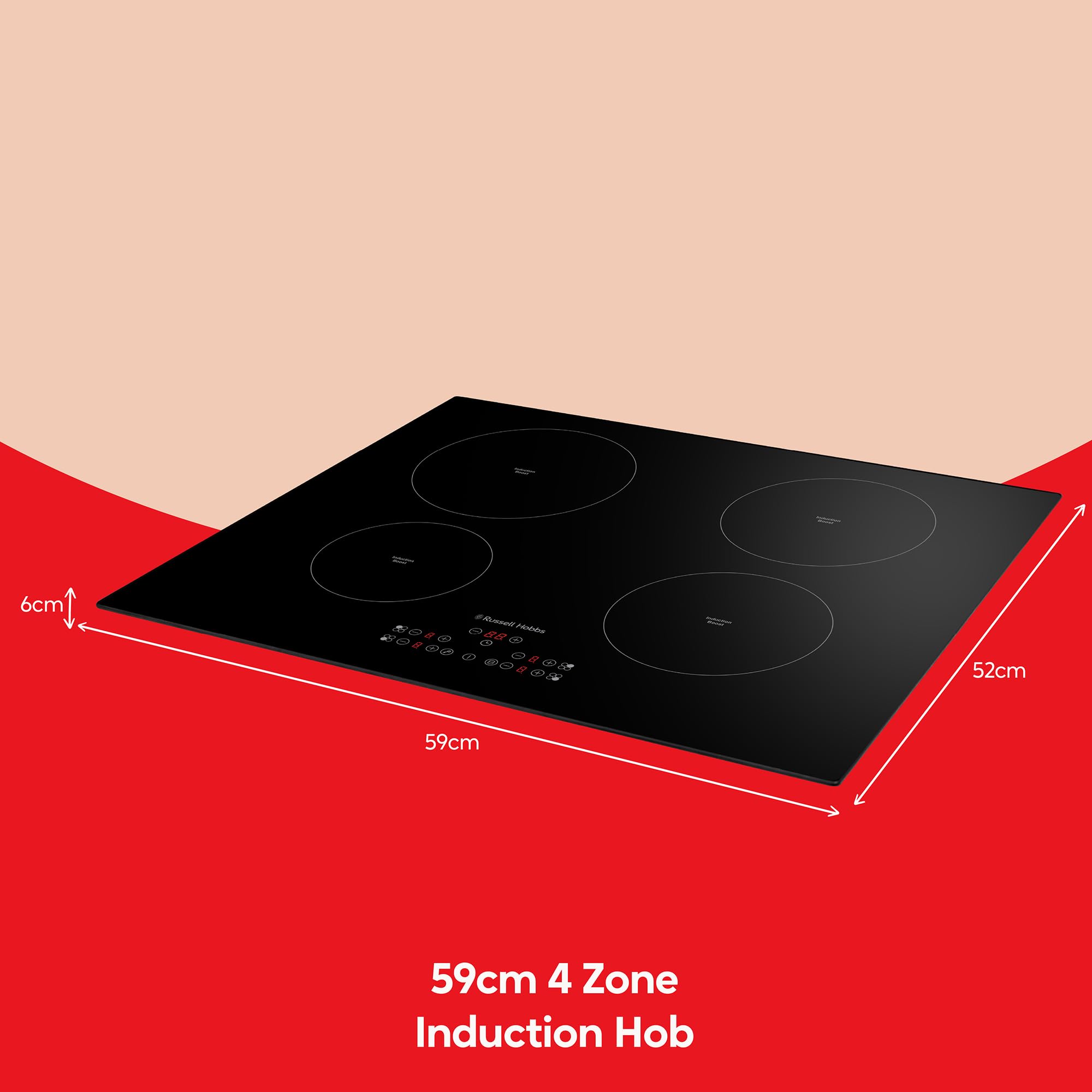 Russell Hobbs RH60IH413B, 59cm 4 Zone Induction Hob with Touch Control in Black — view 2