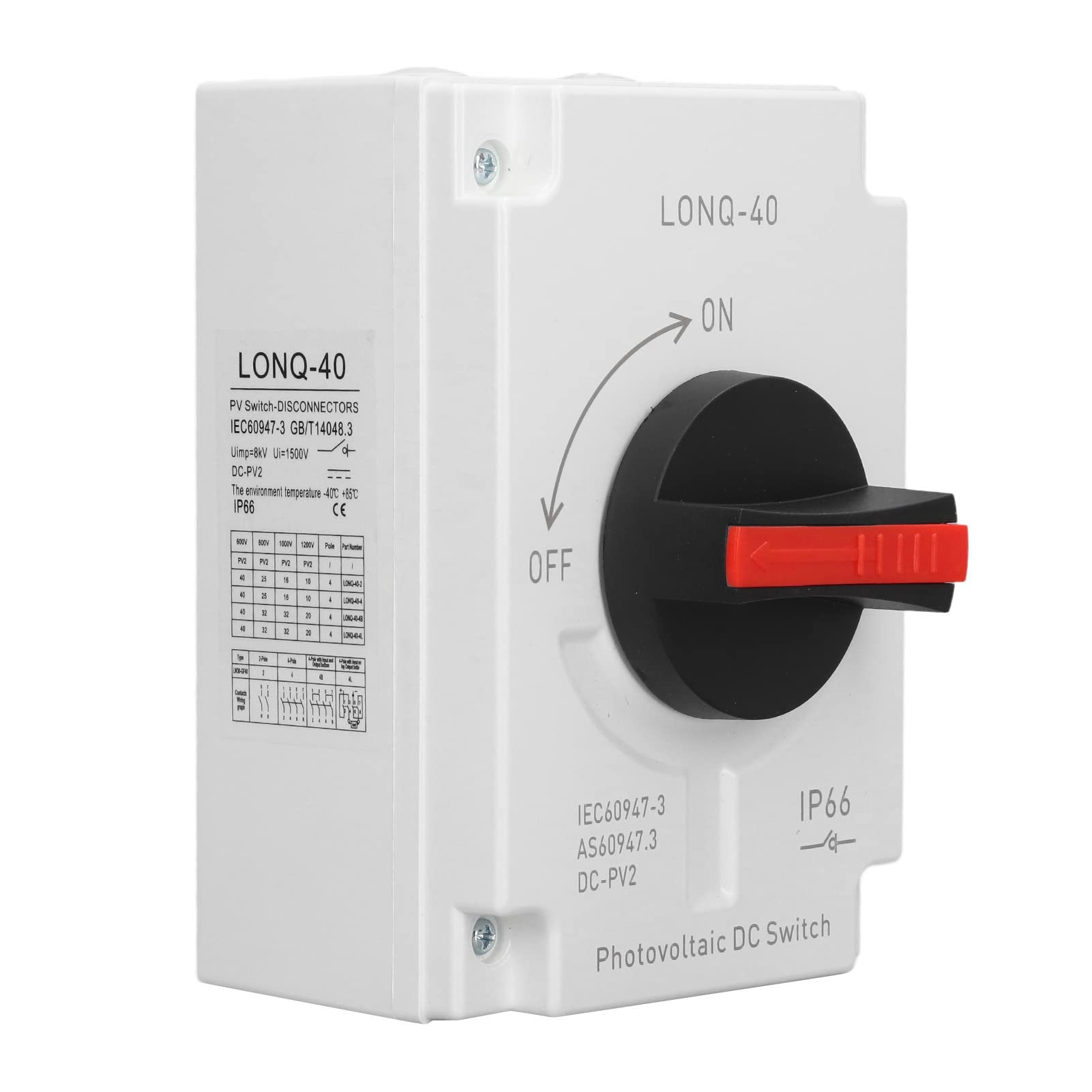 FTVOGUE Interrupteur de Déconnexion Solaire PV IP66 étanche pour RV 1200V