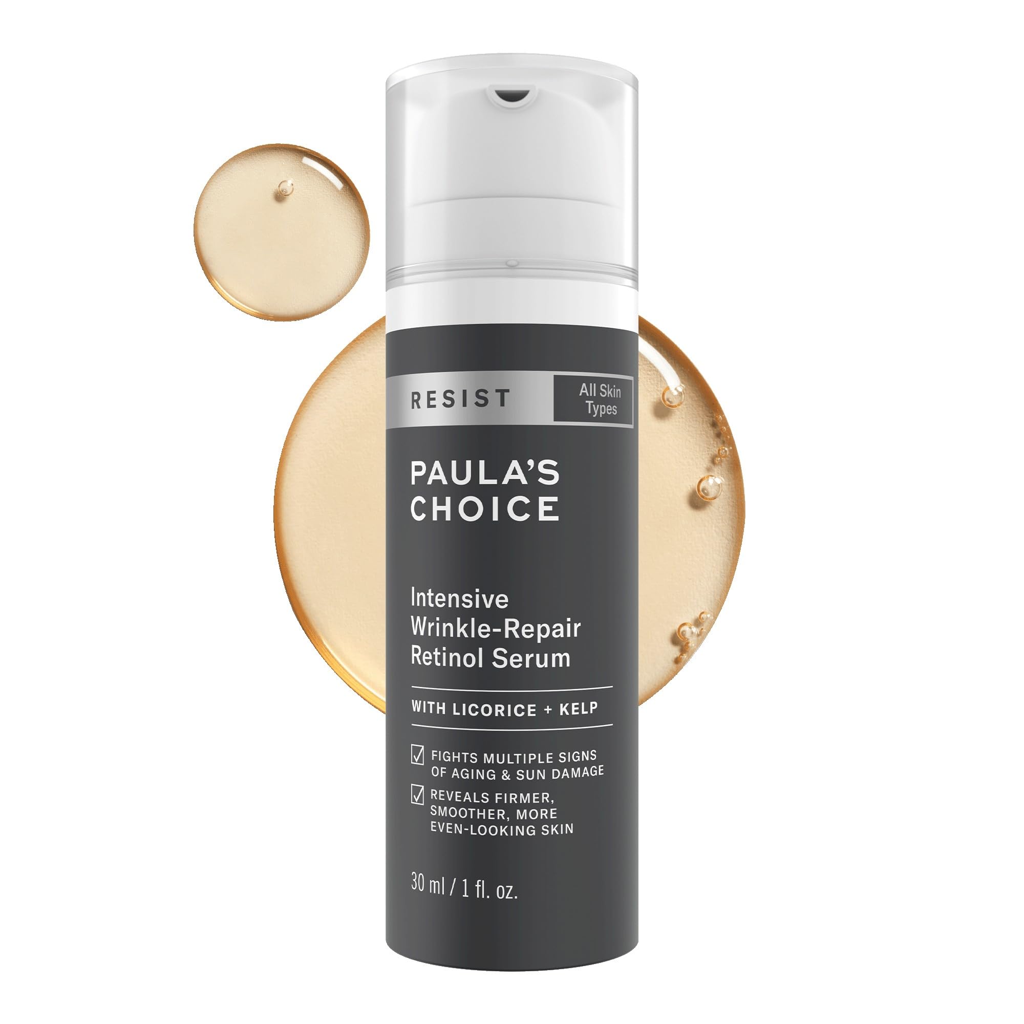 Paula's Choice Resist Intensive Retinol Serum, 1.0 fl oz (30 ml), Genuine Beauty Serum, Retinoid, Vitamin C, Vitamin E, Squalane, Sensitive Skin, Hypoallergenic, Unscented, Morning and Night Use