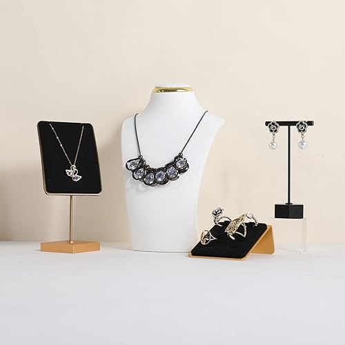 Miniatura 6 de GemeShou Soporte de almacenamiento de collar blanco para vender, organizador de soporte de collar de terciopelo, soportes de exhibición de busto de