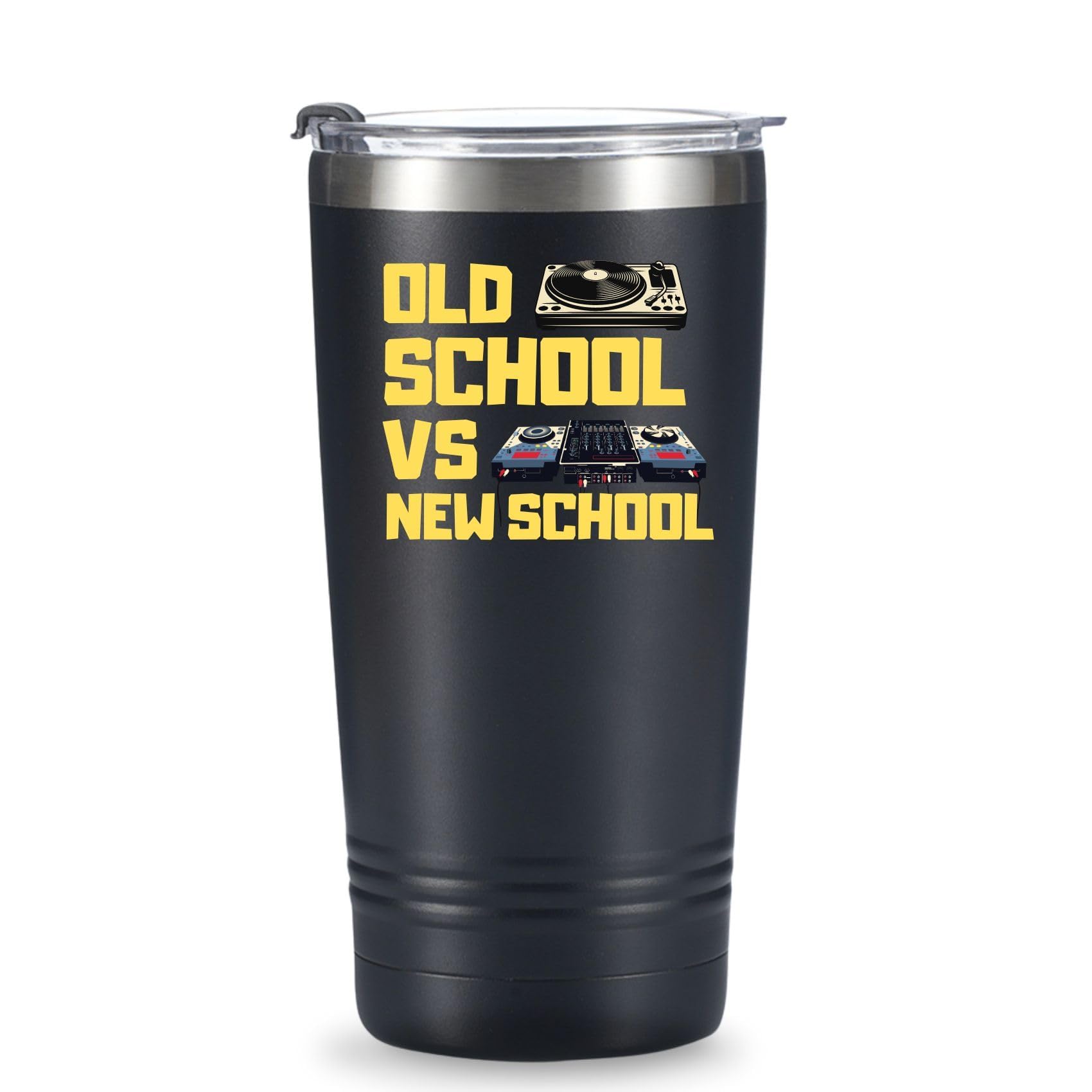 Onebttl DJ Gifts for Men, Women, Disc Jockey Gifts, DJ Tumbler, Old School New School, Gifts for Disco Lovers, Bar Lovers, Stainless Steel Tumbler