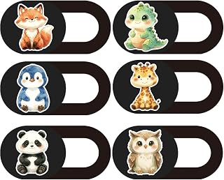 6Pcs 6 Styles Laptop Camera Cover Cartoon Animals 0.03 Inch Ultra Thin Webcam Cover for Mini PC Phone Desktop Computer Tablet Notebook Plastic Durable Privacy Protectors for Home Office Use