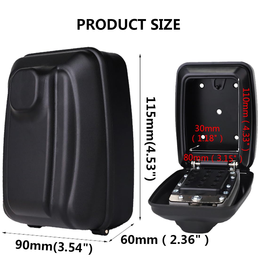 Boite A Clef en Alliage De Zinc Boite A Cle Securisee Exterieur Étanche avec Code d'urgence 12 Chiffres Boite A Clefs Murale pour École Maison Bureau,Black