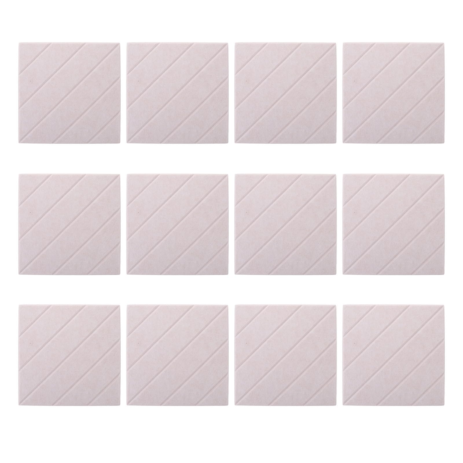 12 Pezzi Pannello Acustico Adesivo Quadrato Bianco Scanalature
