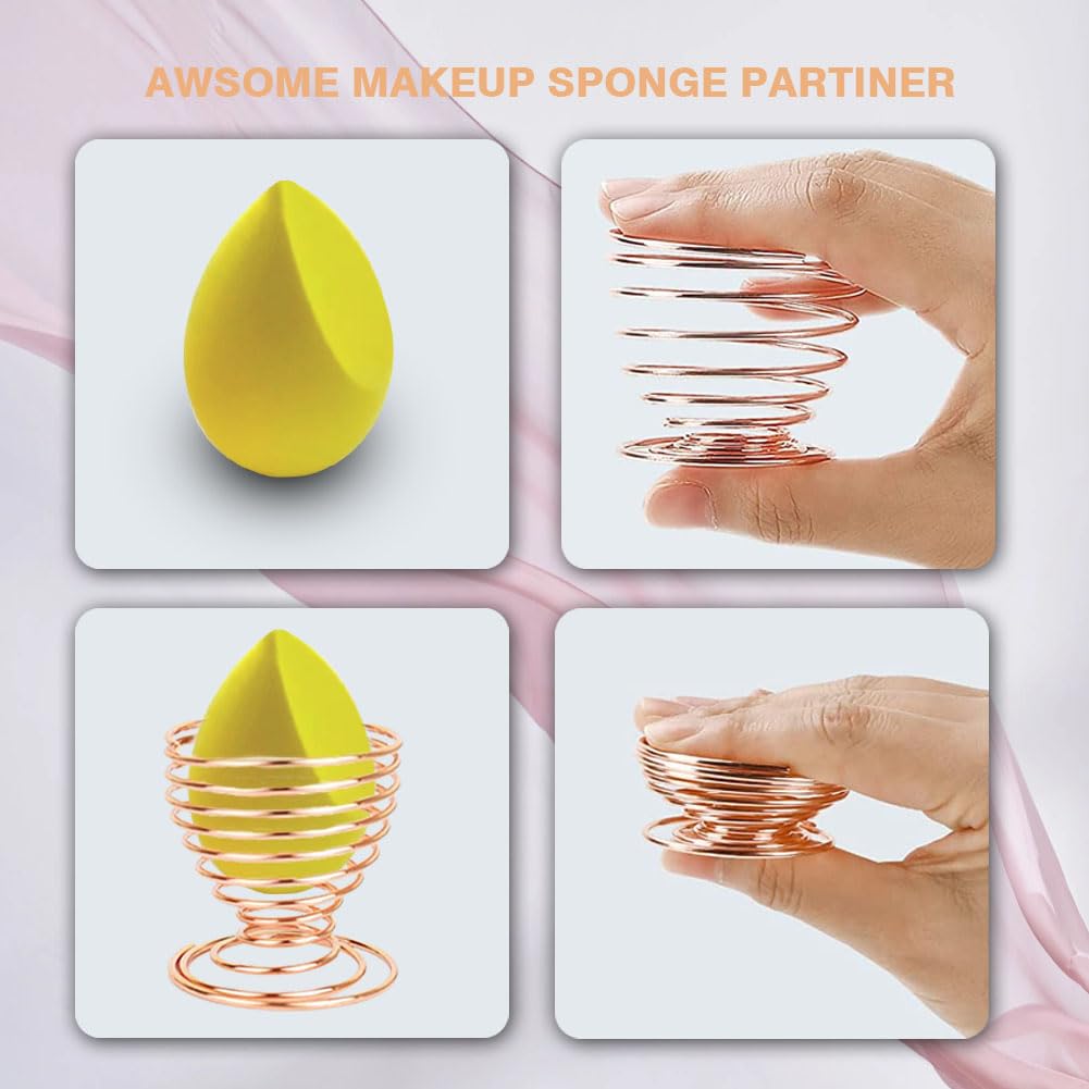 4 PCS Makeup Sponge with Holder Case Set, Makeup Sponges Blender Beauty Sponge Makeup Egg with Gift Box, Latex-Free Dry & Wet Use Foundation Cosmetic Makeup Puff for Powder Cream