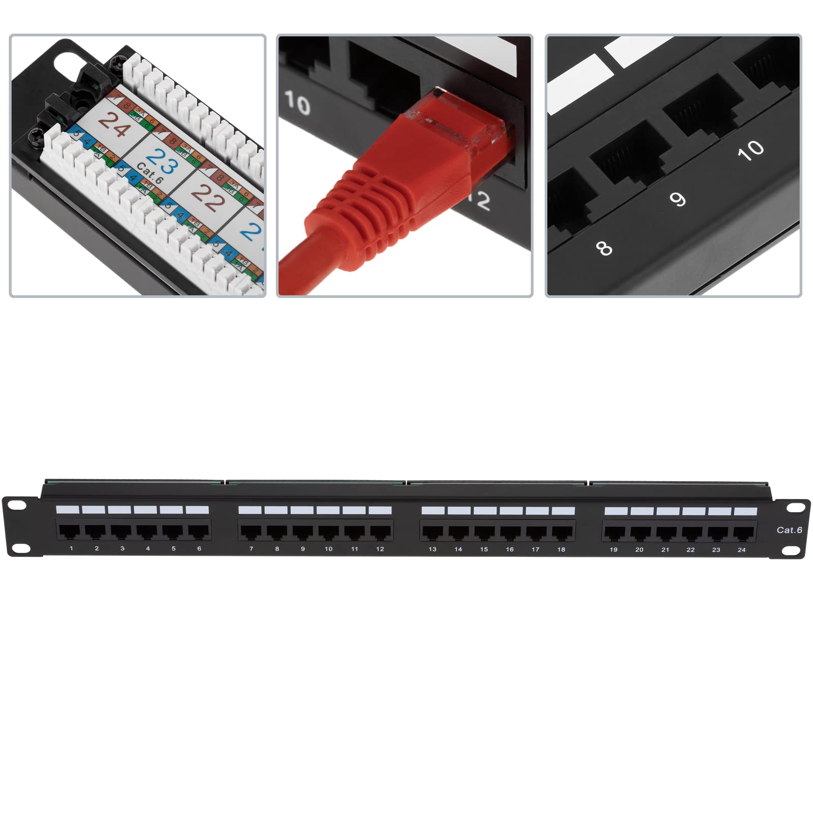 RackMatic - Patch panel 24 RJ45 Cat.6 UTP 1U nero