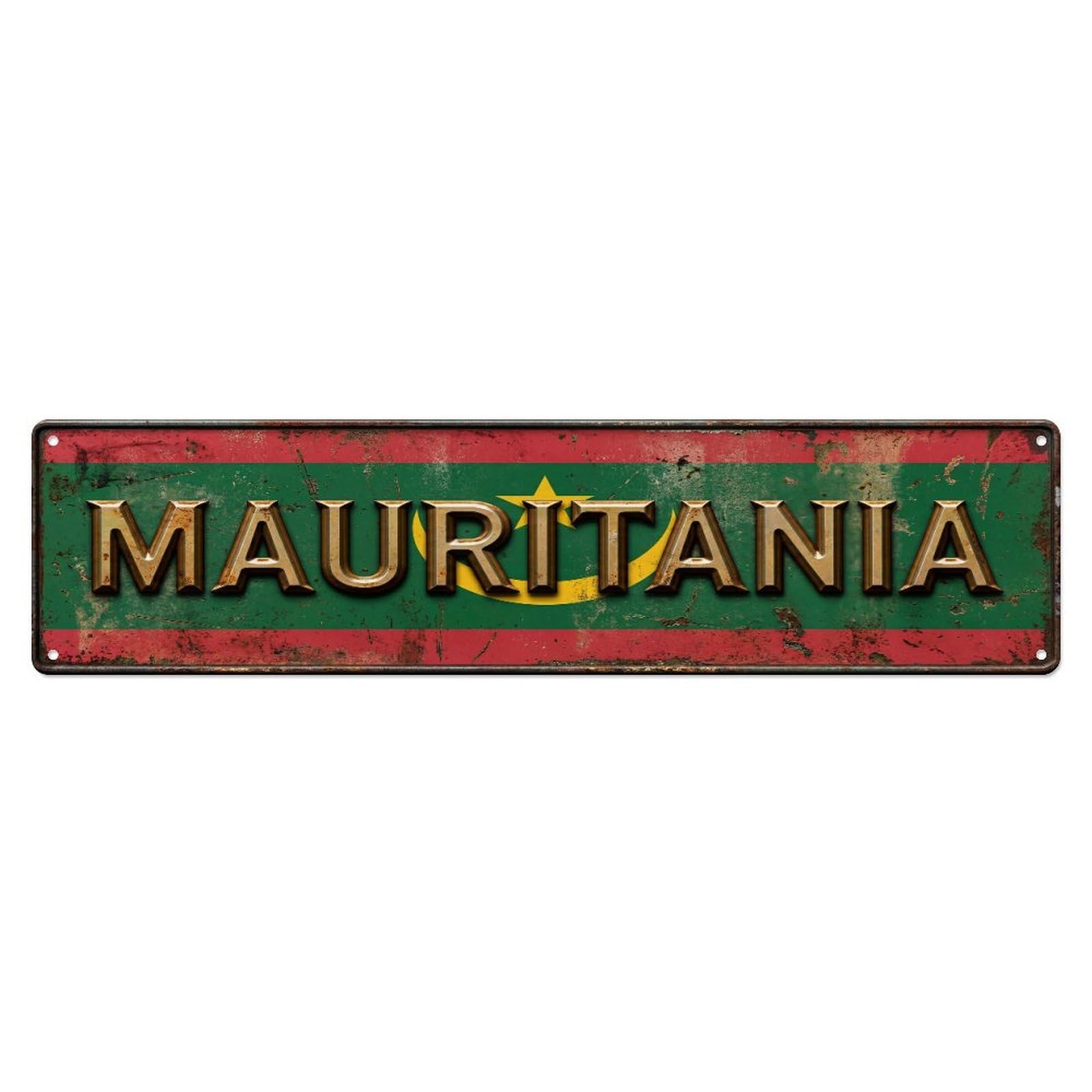 Xanthor Style Metal Tin Sign Vintage Mauritania Flag Pattern