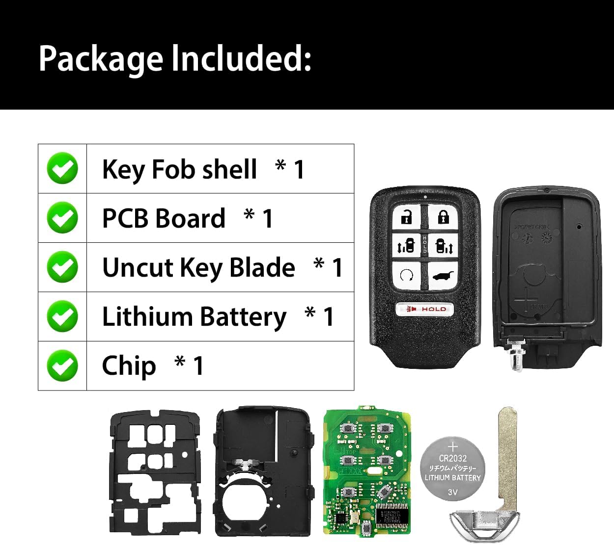 2 Keylessbest Replacement for 2018 2019 2020 Honda Odyssey Key Fob Remote Control KR5V2X V41 7 Buttons 433MHz