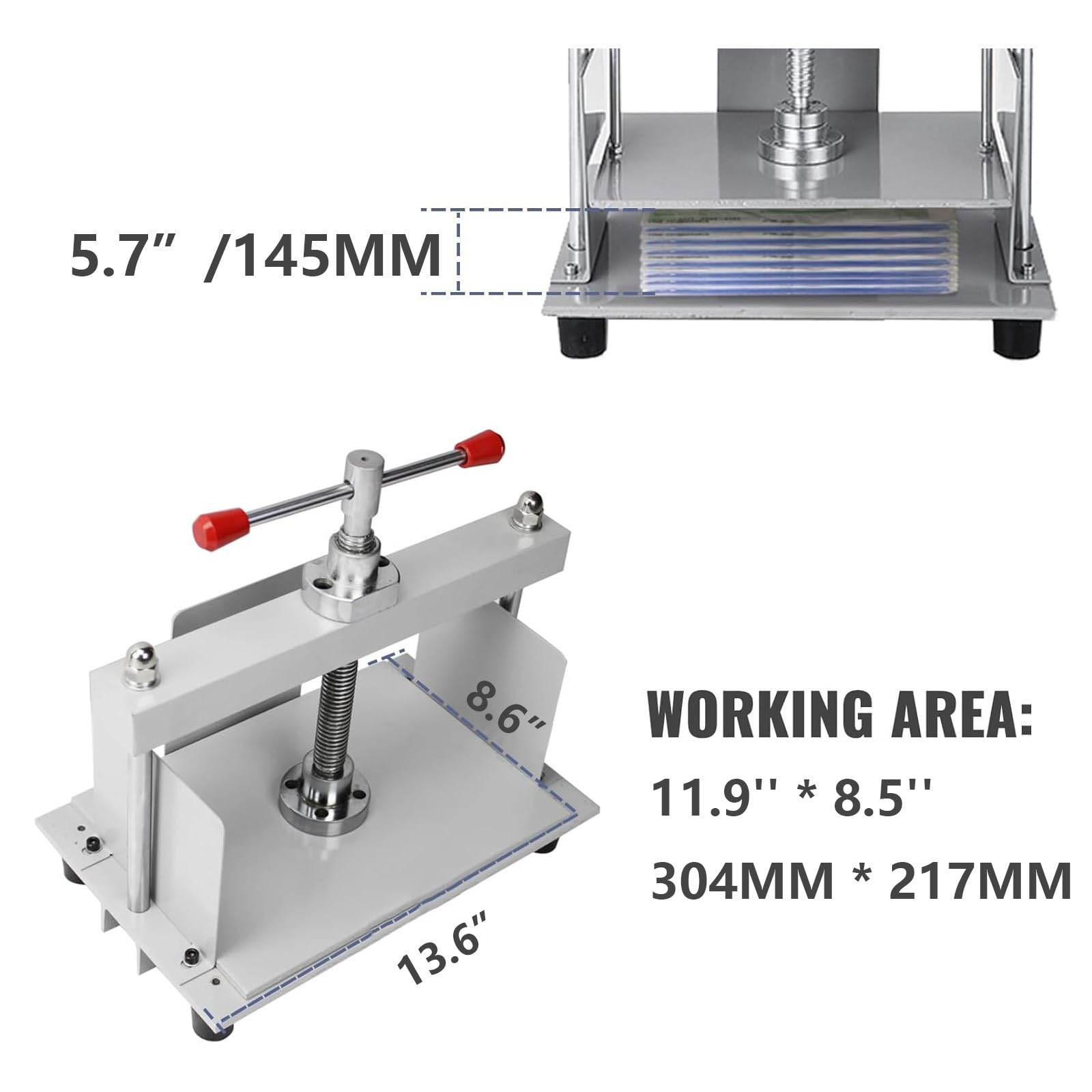 Pressa Manuale per Carta per Impieghi Gravosi, Adatta per Formati A3, A4 E A5 - Rilegatura, Appiattimento Fatture, Rilegatrice in Acciaio con Pressione di 1500 kg - Ideale A4