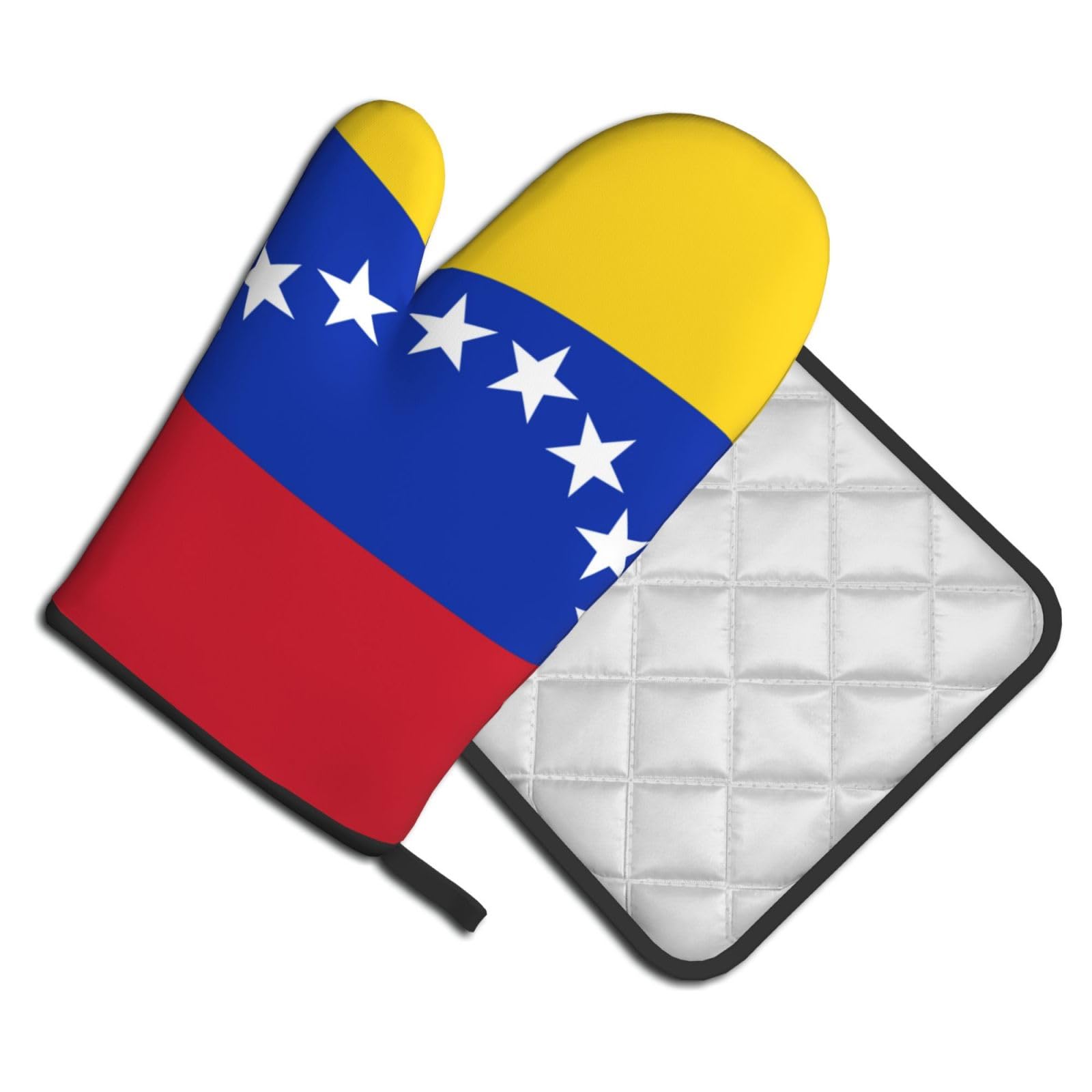 Oven Mitts and Pot Holders Set of 2 Pcs, Flag of Venezuela Printed Heat Resistant Kitchen Gloves Potholders for Cooking Baking Grilling