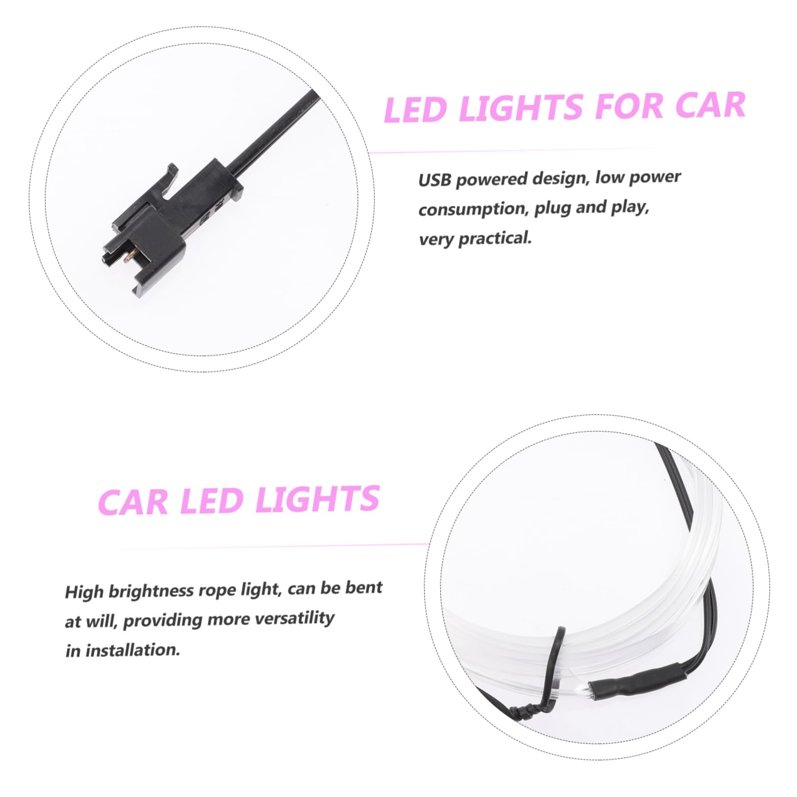 GLEAVI 3pezzi Led Ambientali Per Interni Auto Striscia Luminoso Ghiaccio Facile Installazione Senza Danni Accessorio Decorativo Auto Illuminazione Atmosferica Per Guida Notturna
