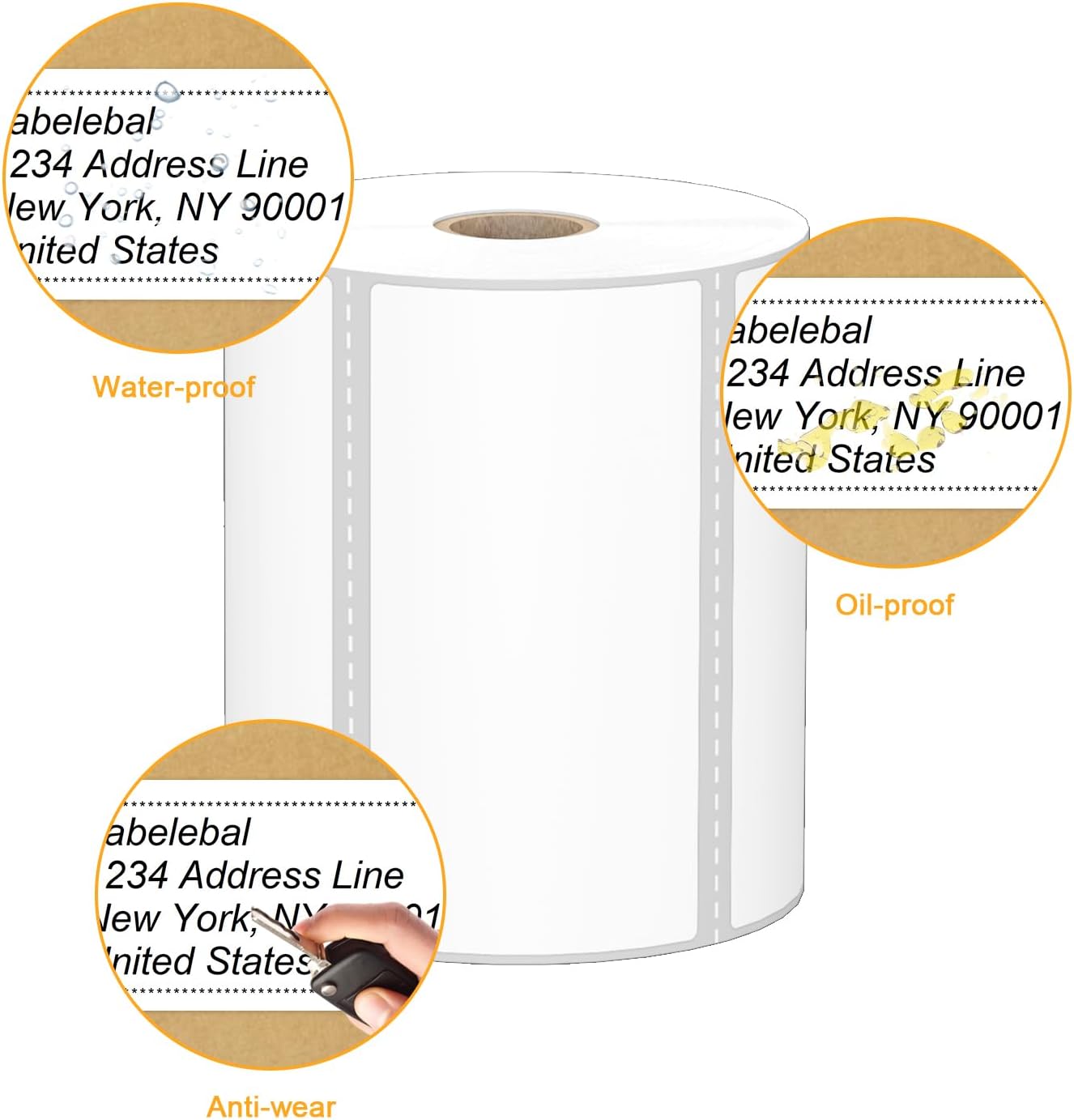 (9,000 Labels/12 Rolls) Labelebal 3-Proof 1" Core 12 Rolls 4" x 2" Inch Direct Thermal Labels, Address Shipping Labels Compatible with Rollo & Zebra Desktop Printers Adhesive