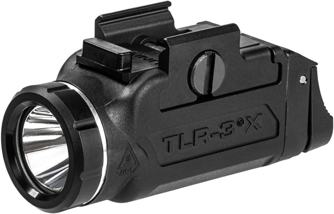 Streamlight 59100 TLR-3X Tactical Weapon Light 500-Lumen 6500-Candela USB Rechargeable Capable Rail-Mounted LED Flashlight, Compatible with 1913 Subcompact Handguns, Black