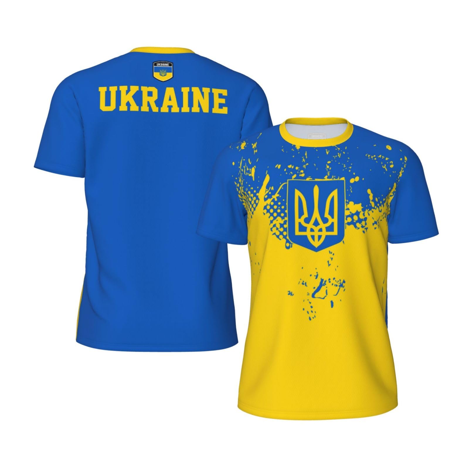 YiiLi Ukraine Flag Grain Sports Mesh T-Shirt Retro Jerseys for Running Cycling Soccer Tennis Fitness Climbing