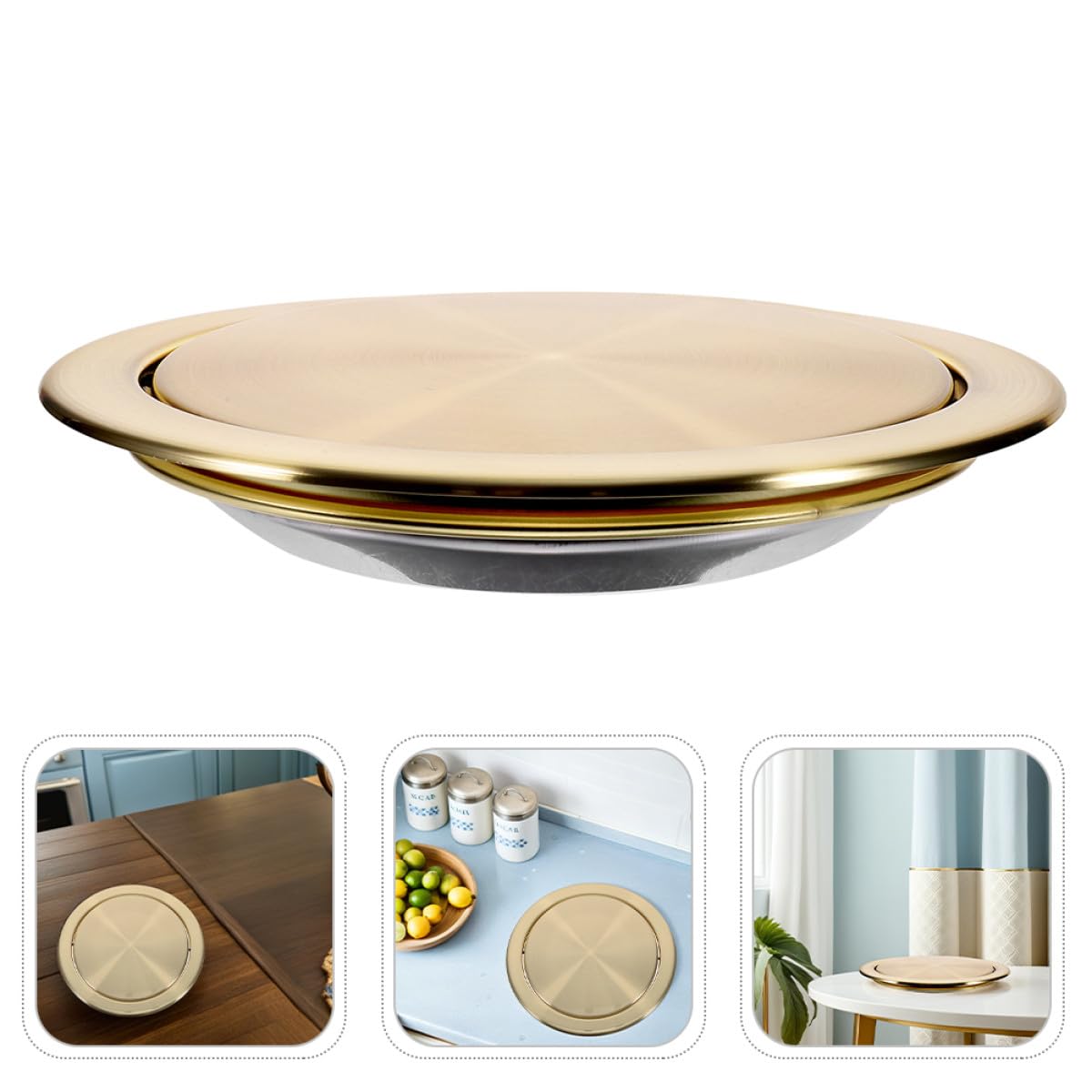 Ciieeo Tapa Empotrada de Acero Inoxidable Solapa Abatible para Cubo de Basura de Cocina y Baño, Diseño Moderno Bordes Suaves para Uso Comercial