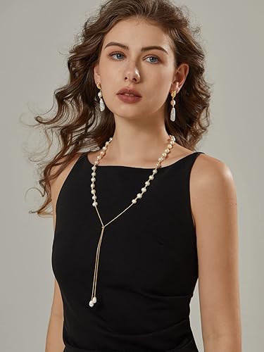 Miniatura 5 de Collar de concha larga barroca de perlas de agua dulce de oro para mujer