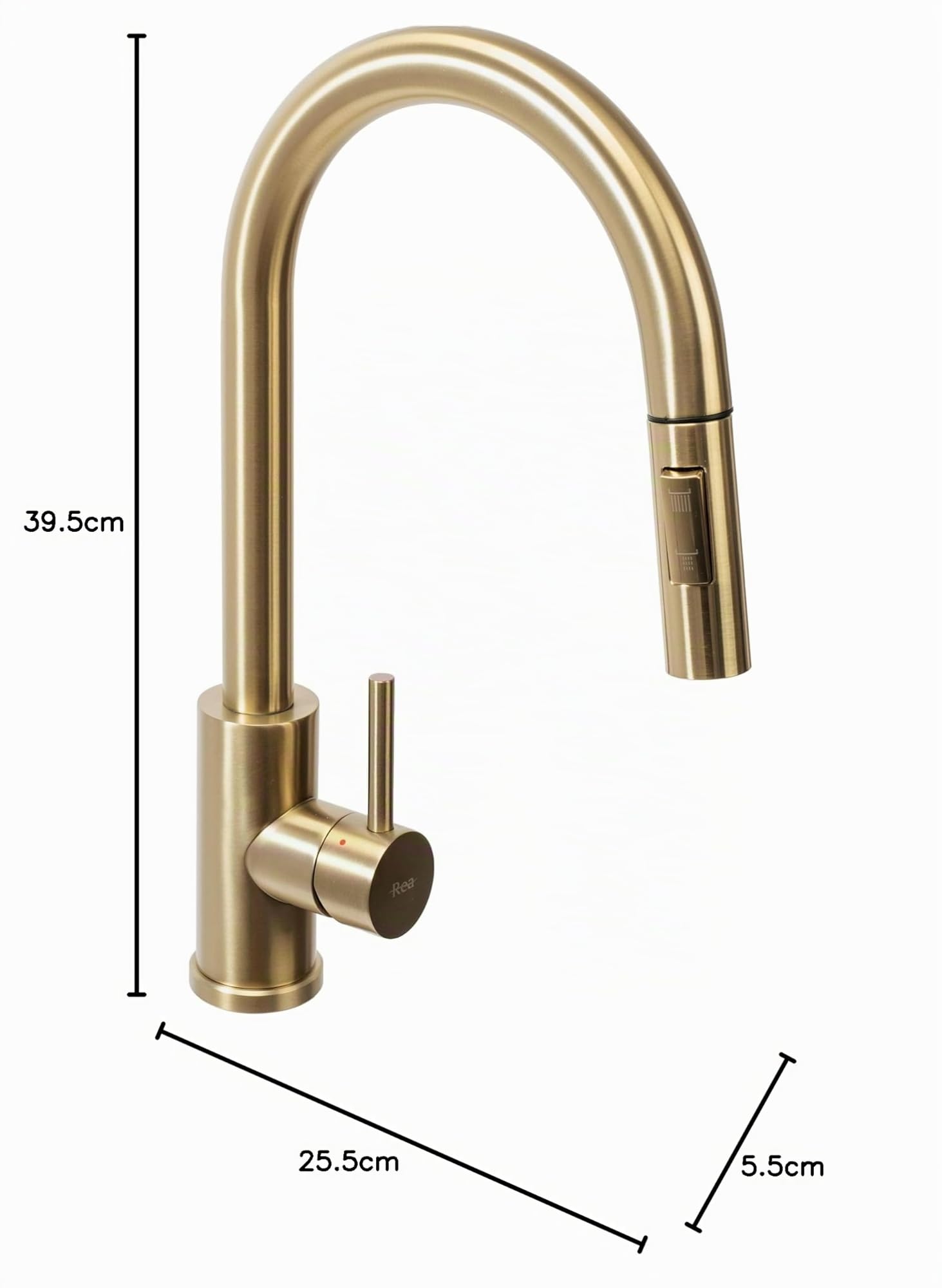 Rea FRESH BRUSH GOLD GRIFO DE COCINA Mezclador de fregadero de cocina de latón Mezclador monomando ajustable en frío y calor Giratorio de 360° (Oro)