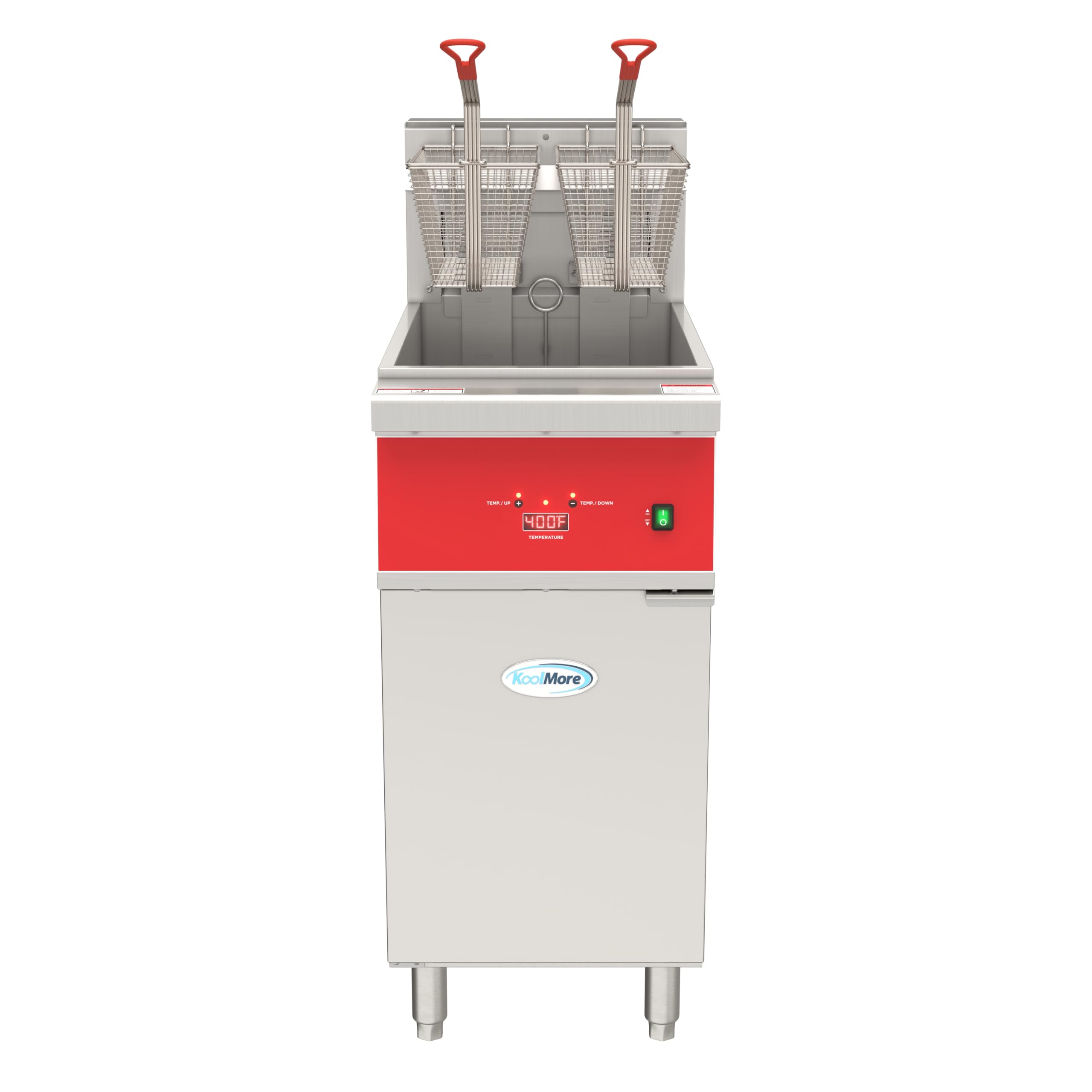 Photo 1 of KoolMore 40 lb. Commercial Electric Freestanding Deep Fryer, 240V 3-Phase, Heavy Duty Restaurant Grade with Large Capacity Dual Baskets, ETL Listed in Stainless-Steel