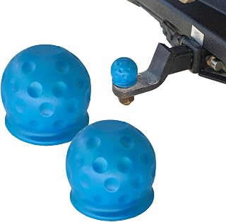 2PCS Trailer Ball Cover, Towing Hitch Cover, Rubber Waterproof Towing Hitch Ball Protective Cover, Golf Ball Shape Towing Hitch Protective Cap Car Accessories for RVs Trucks Trailers, Blue