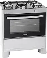 SUGGAR FOGÃO NEO GLASS PRATA MESA DE VIDRO 5 BOCAS TREMPE 6 APOIOS ACENDIMENTO AUTOMÁTICO FGVNG510PRIX