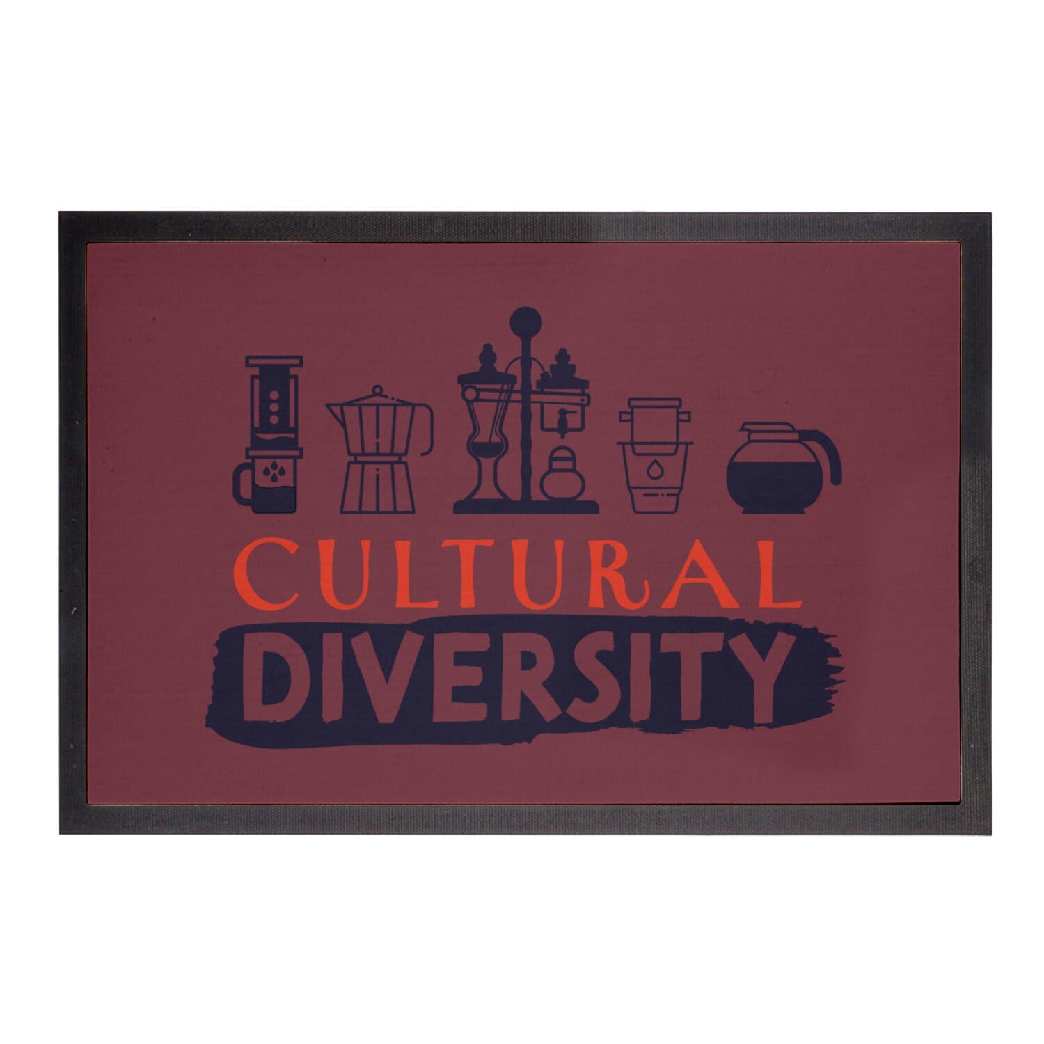 Paillasson Rouge 75x50cm Café et Diversité tapis d'entrée grand format sol