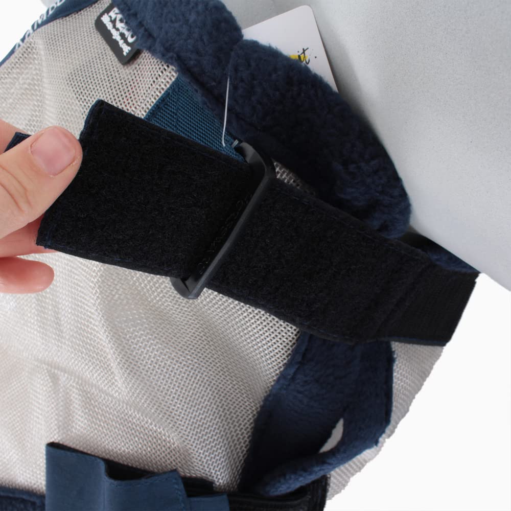 Horseware Rambo Plus Fly Mask Untreated - Silver/Navy, Größe:Kleines Pony