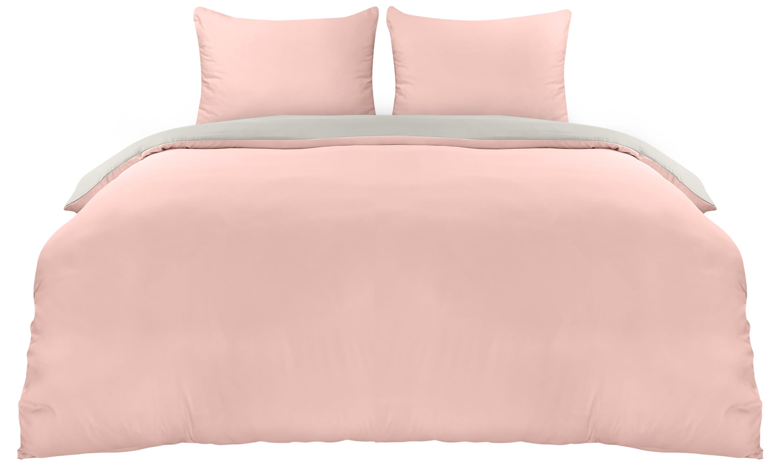 Utopia Bedding Copripiumino Matrimoniale 240x220 - Microfibra Copripiumino 240x220cm + Federe 65x65cm - Grigio/Rosa