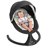 Bioby Baby Swing for Infants with 5 Natural Sway Speeds, Portable Bt Music Rocker with Remote Control&5-Point Harness, Lightweight Baby Rocker for 5-20 Lb,0-12 Months Black