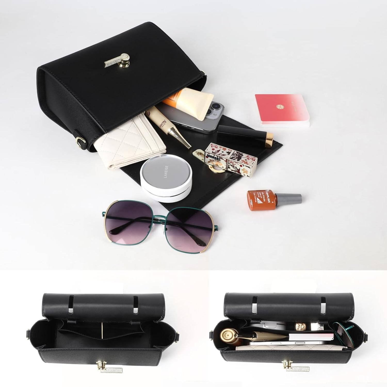 Small Satchel Bags for Women, Top Handle Handbag Crossbody Purse Shoulder Bags with Detachable Long Strap Clock Turn Lock