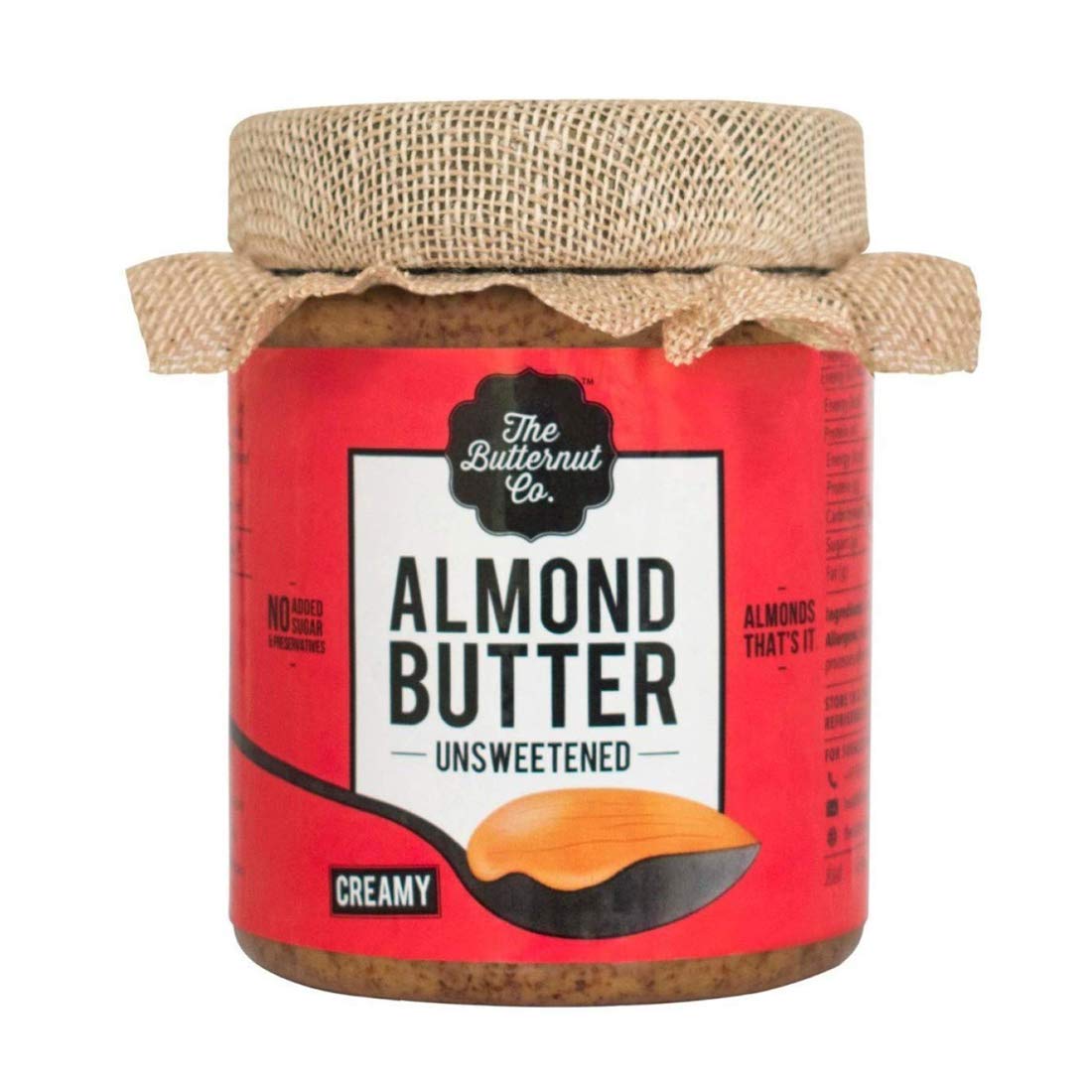 The Butternut Co. Almond Butter Unsweetened, Creamy 200 gm (No Added Sugar, Vegan, High Protein, Keto) - Pack of 2 - Image 2 thumbnail