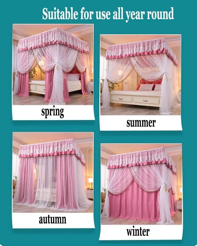 Baldaquin de lit à 4 Montants d'angle, Rideau de lit superposé Princesse avec moustiquaire, décoration de Chambre de Luxe