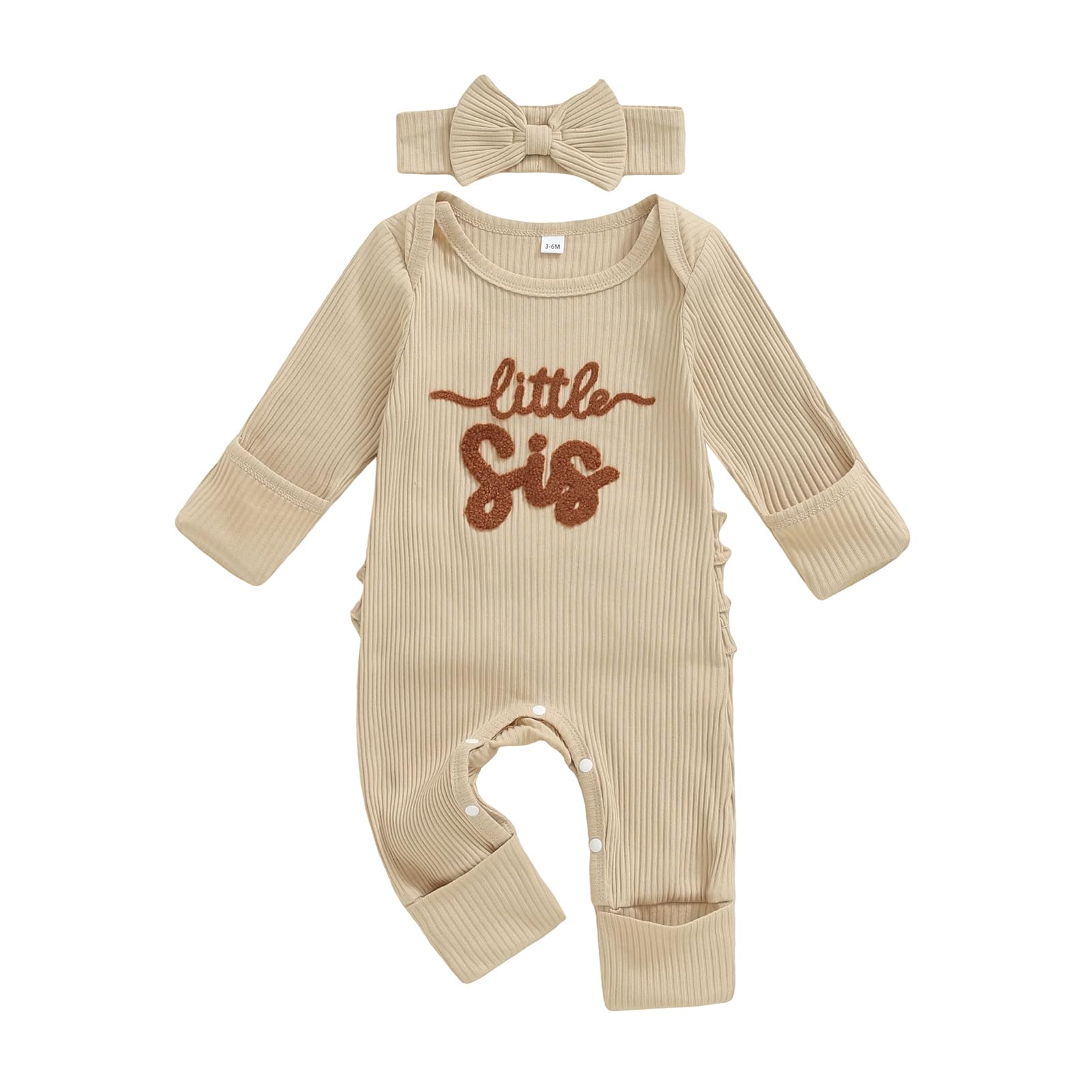allshope Infant Baby Girl Fall Outfit Sweatshirt Romper Little Sister Lil Sis Long Sleeve Jumpsuit Newborn Clothes