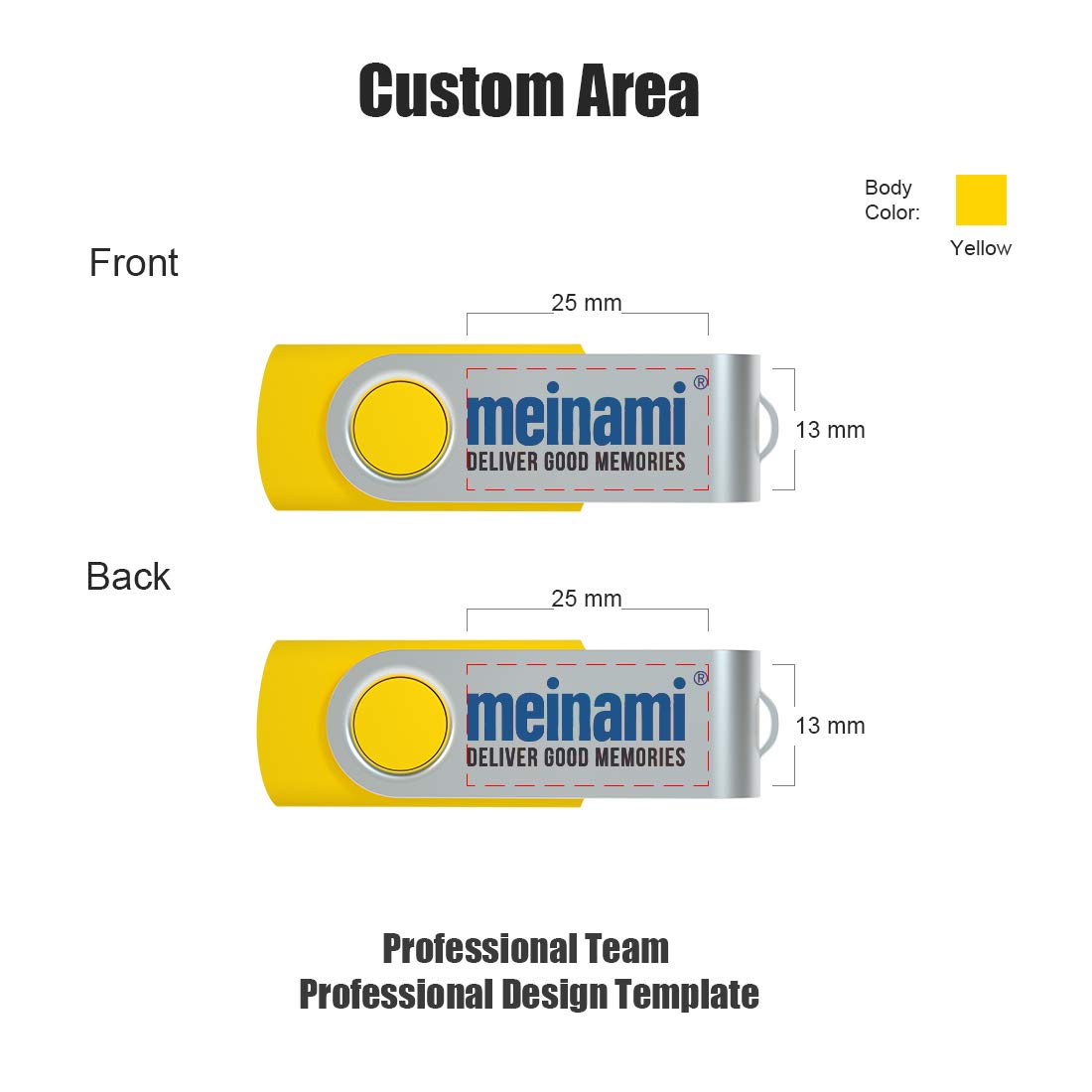 Lot de 50 Clé USB Personnalisée 2 GO Flash Drive USB avec Votre Logo USB 2.0 - Jaune