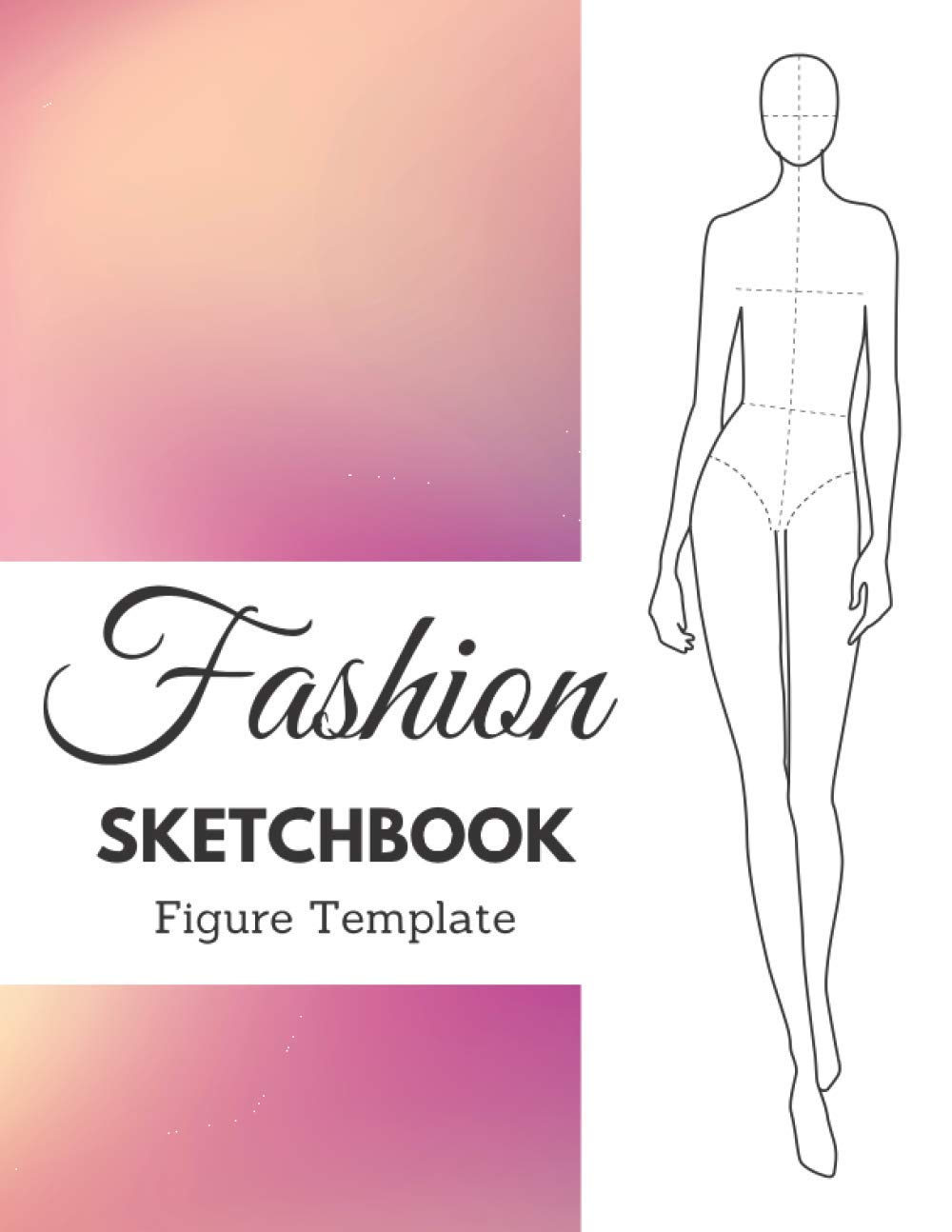 Fashion Sketchbook Figure Template: 430 Large Female Figure Template for quickly & easily Sketching Your Fashion Design Styles with professional thin lines with up-close, front, side, back