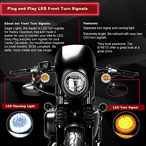 Eagle Lights 2 Inch Led Turn Signal Kit For Harley Davidson, Front (1157) And Rear Red (1156) Led Turn Signal Kit, No Smoked Lenses #TOP1