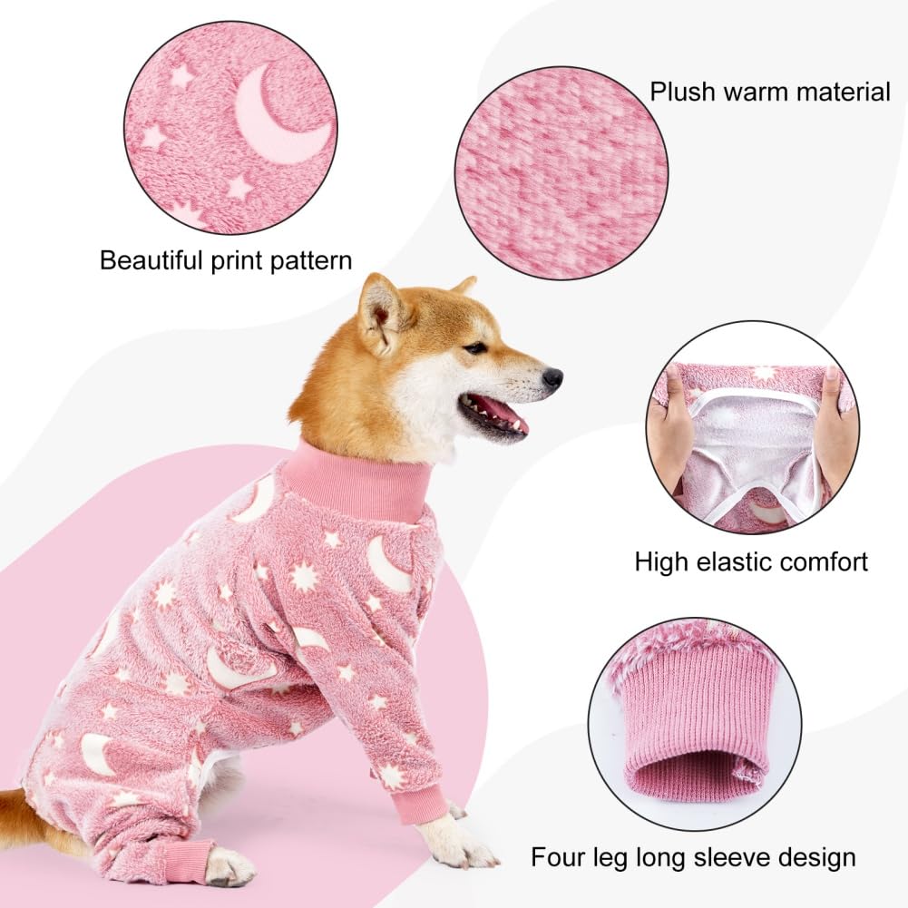 Flanell-Hunde-Pyjama-Overall, Hunde-Pyjama für mittelgroße und große Hunde, Knochen-Mond-Muster, warme Overalls, Mantel, Hundekleidung
