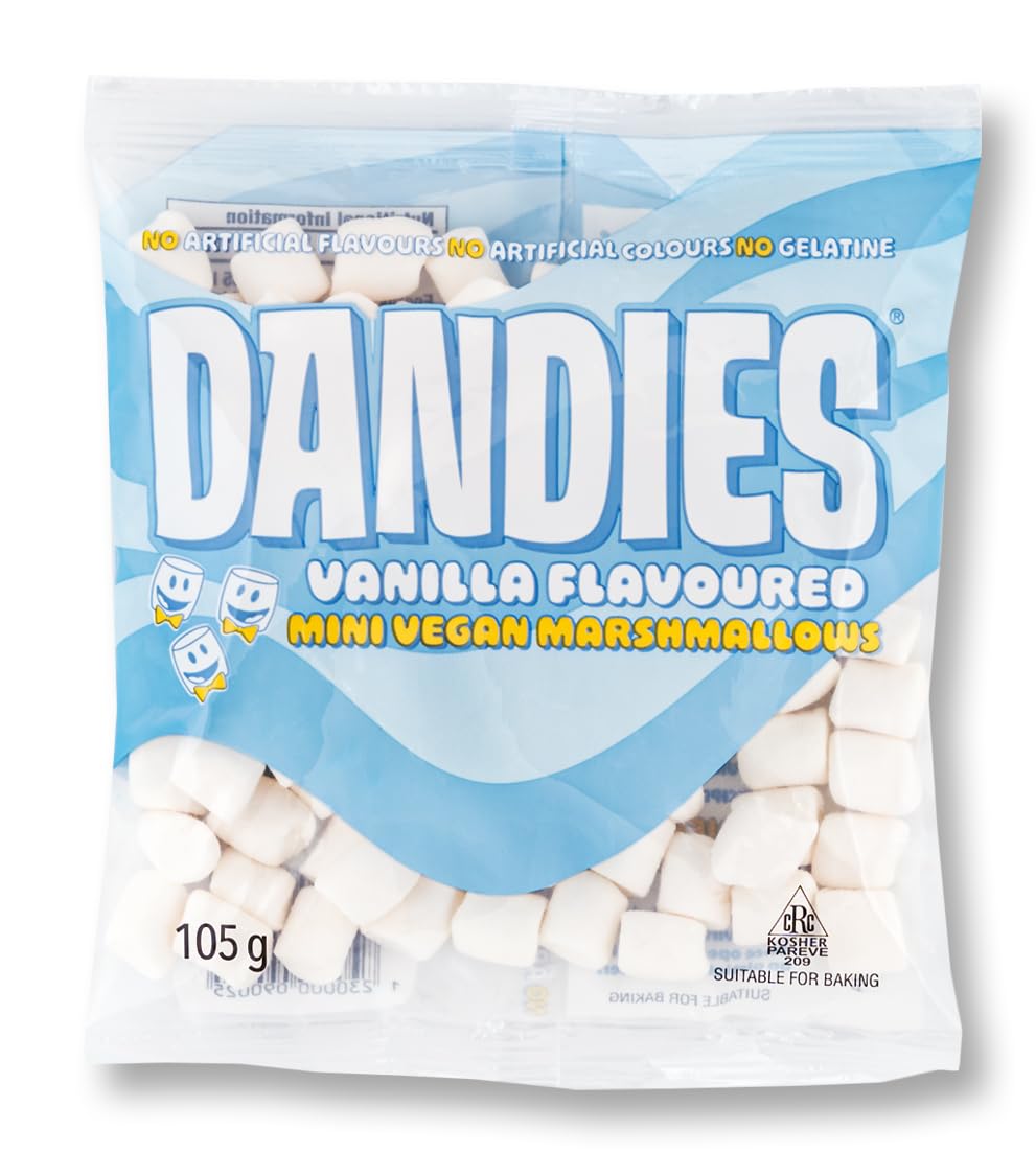 Dandies Mini Vegan Marshmallows Vanilla Flavoured 105g | Gelatine-Free | Gluten-Free | No Artificial Colours or Flavours | Suitable for Baking