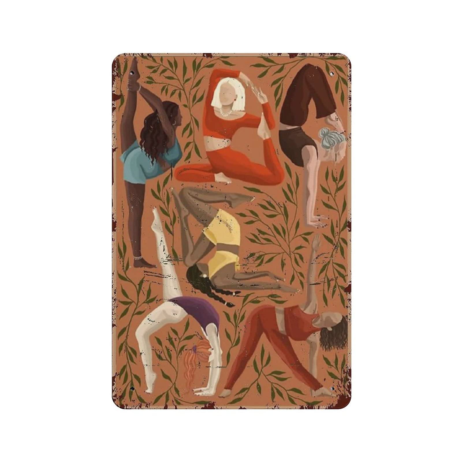rayprint Metal Tin Sign Yoga Decorations Outdoor Yoga Pose Tin Sign Metal Aluminum Sign Vintage Wall Decor Retro Poster for Bars Restaurants Cafes Pubs Home Decoration 12"x8"