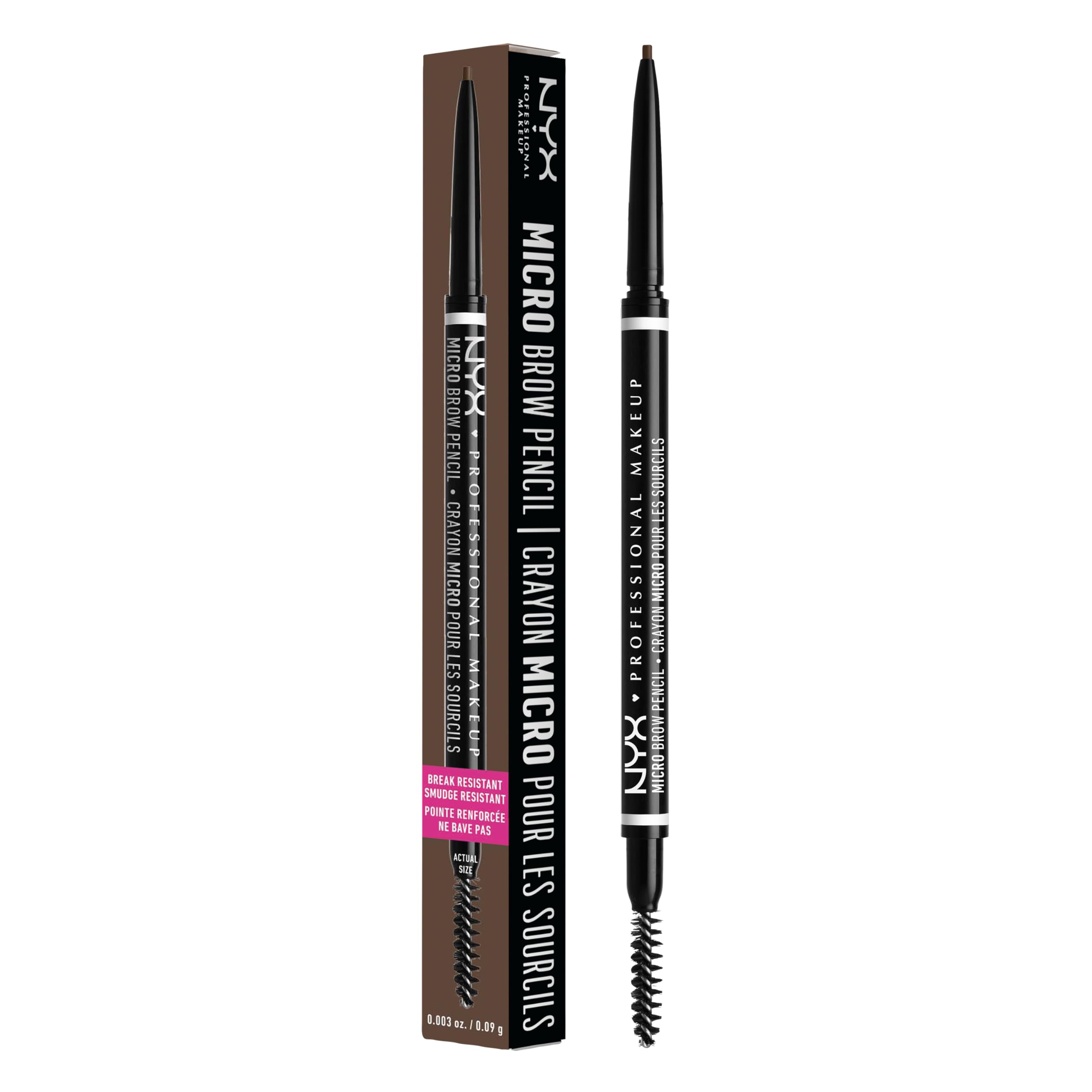 NYX Professional Makeup Brow Pencil, Micro Brow Dual Ended Ultrafine Tip Mechanical Brow Pencil and Spoolie Brush, Vegan Formula, Shade: Espresso, Pack of 2