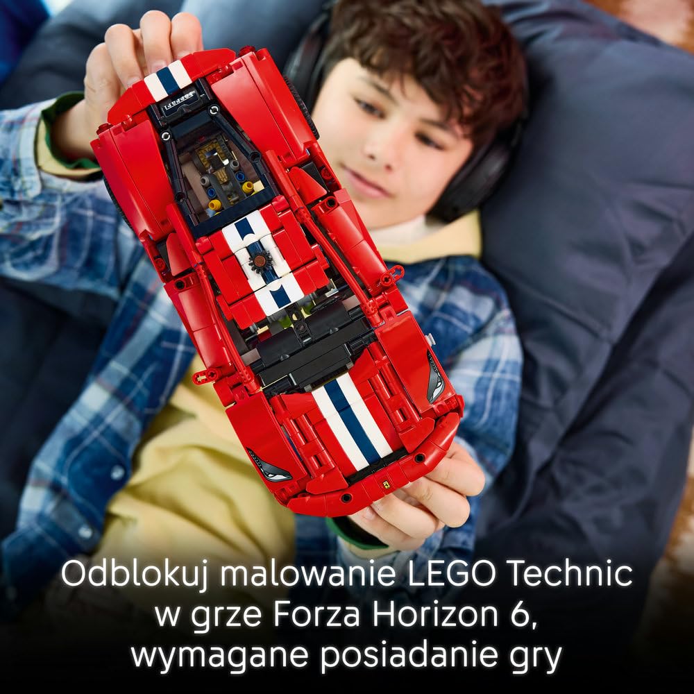 LEGO Technic Samochód Ferrari 488 Pista 42235 | Model samochodu, klocki konstrukcyjne Technic, prezent dla fana motoryzacji, zabawka dla 9-latka, 882 elementy