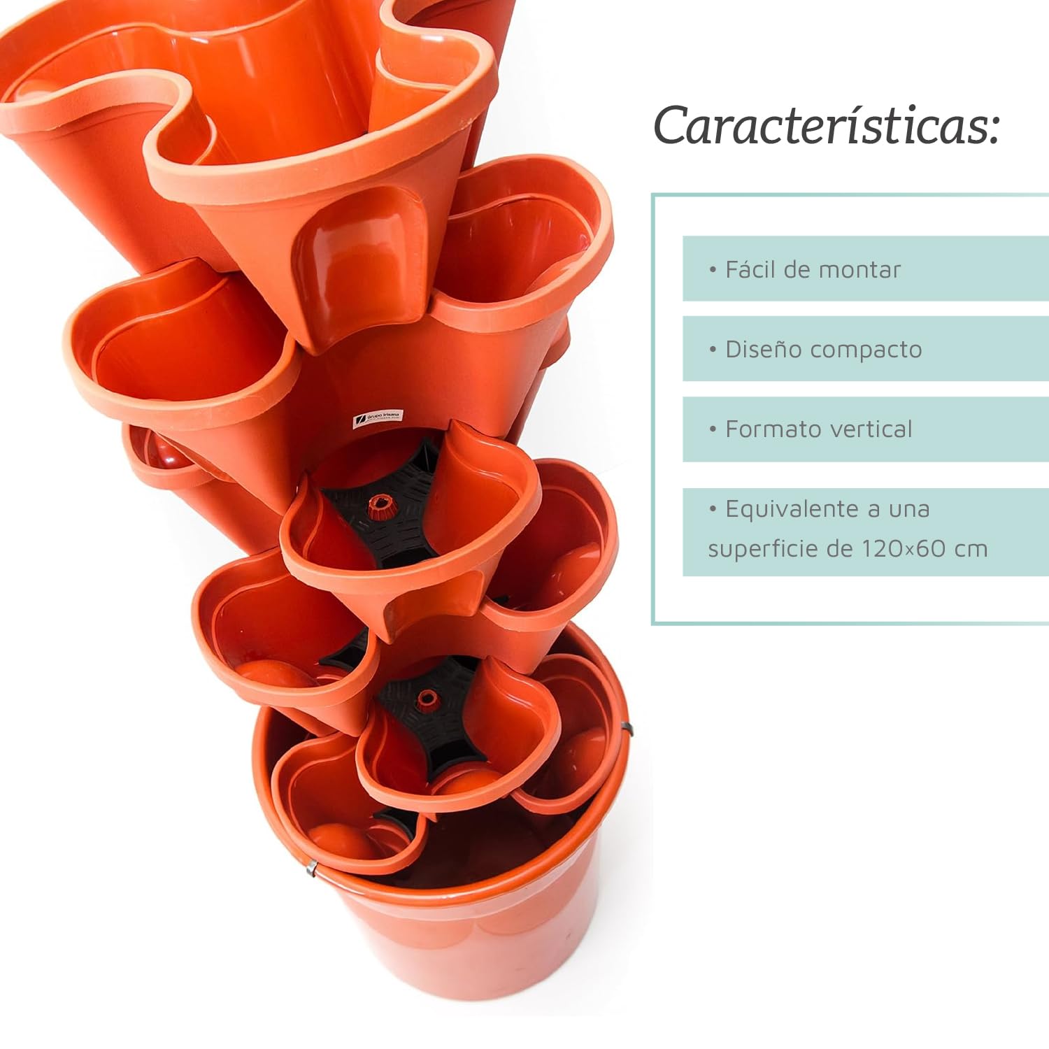 Irisana - Cultivo Hidropónico Ecogarden - 6 Macetas en Forma de Trébol - 112 cm de Altura - Kit Completo Ideal para Huerto Vertical - De Fácil Montaje