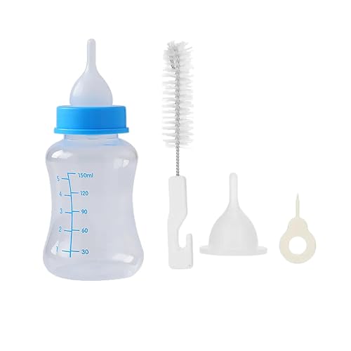 Foodie Puppies 150ml Pet Feeding Bottle with Nipple and Cleaning Brush | Milk and Water Feeder for Puppies, Kittens, Rabbits, and Small Pets | Durable and Easy to Clean (Color and Pattern May Vary)
