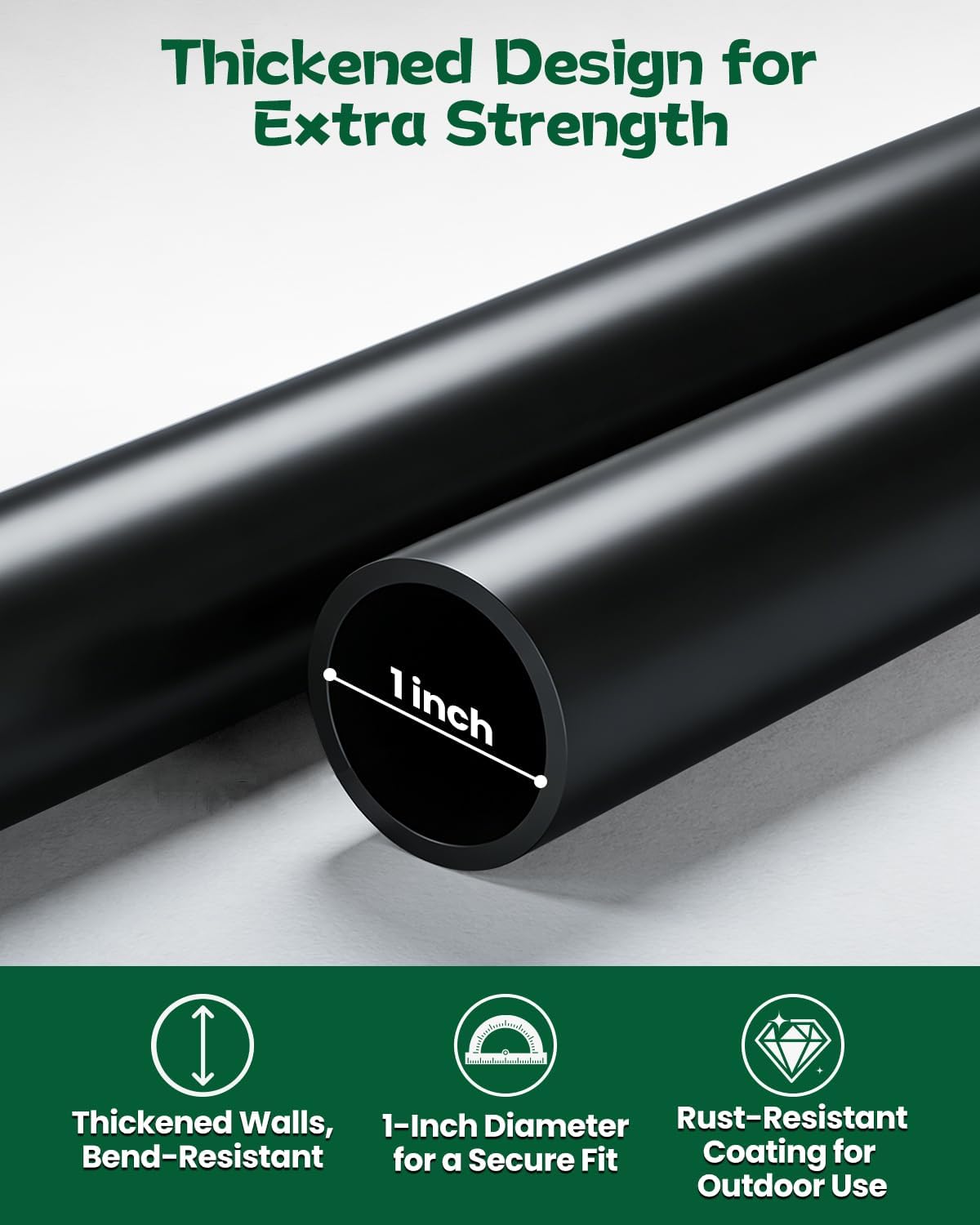 Bird Feeder Pole with Squirrel Baffle, 1-Inch Dia Heavy Duty Bird Feeder Stand for Top & Side Mounted Feeders, Squirrel Proof Bird House Pole for Outdoor, Backyard (Black, 90 Inch)