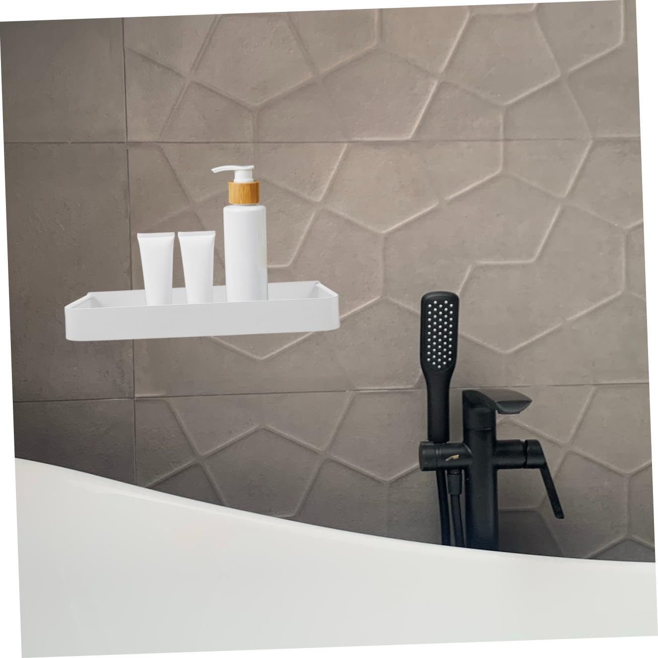 Estante de Baño de Pared Adhesivo Blanco 30cm, Aluminio Espacial