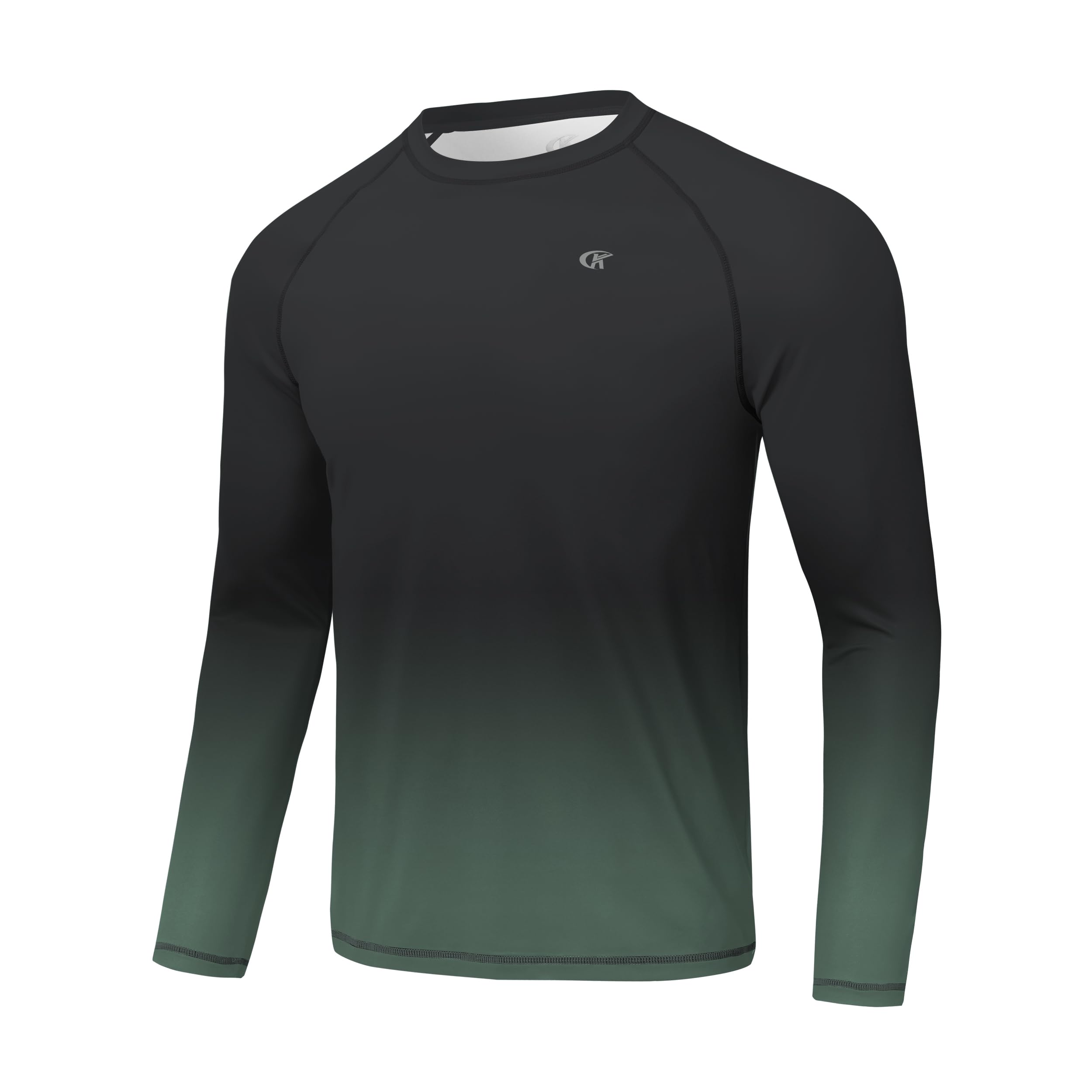 Huayuzh Rashguard UV Shirt Herren UPF 50+ Langarmshirt Schwimm Schnelltrocknend Atmungsaktiv Surfen Angeln Wandern Top Verlaufsfarbe Schwarz L