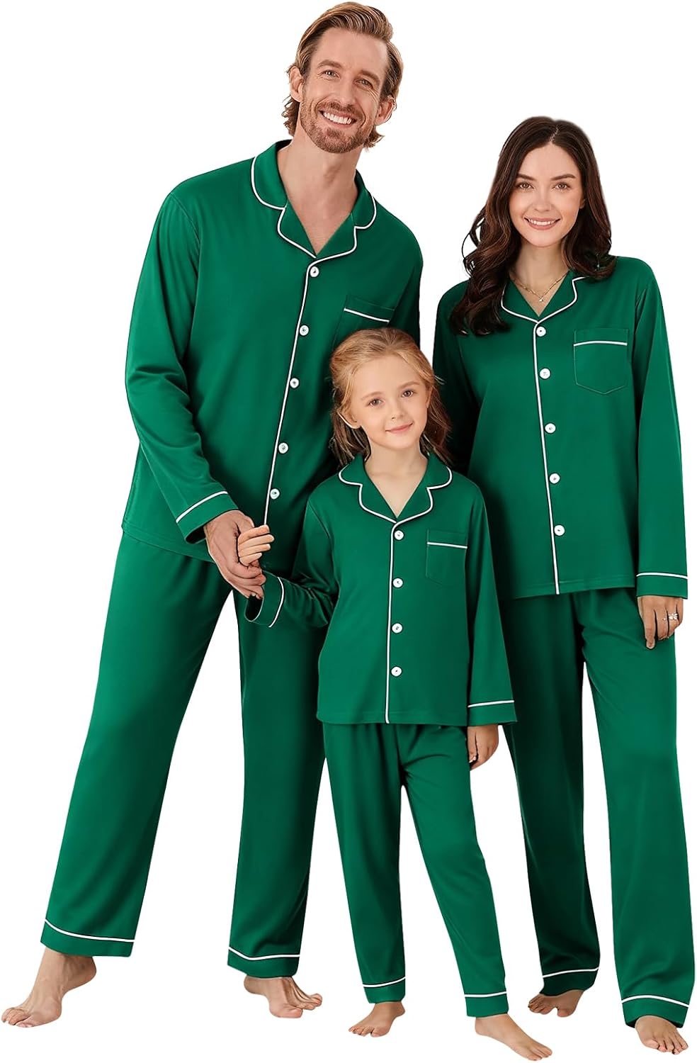 Weixinbuy Christmas Family Matching Pajamas Set Long Sleeve Button Down Pjs Set Holiday Sleepwear for Women/Men/Kids