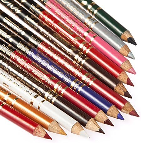 12 Colors PVC Eyebrow Plastic Glitter Pencil Pen Cosmetic Makeup Set Kit Eyeliner