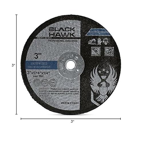 Miniatura 10 de BHA Ruedas cortadas de metal y acero inoxidable para amoladoras de troquel, 4 "x 1/16" x 3/8" - Paquete de 25