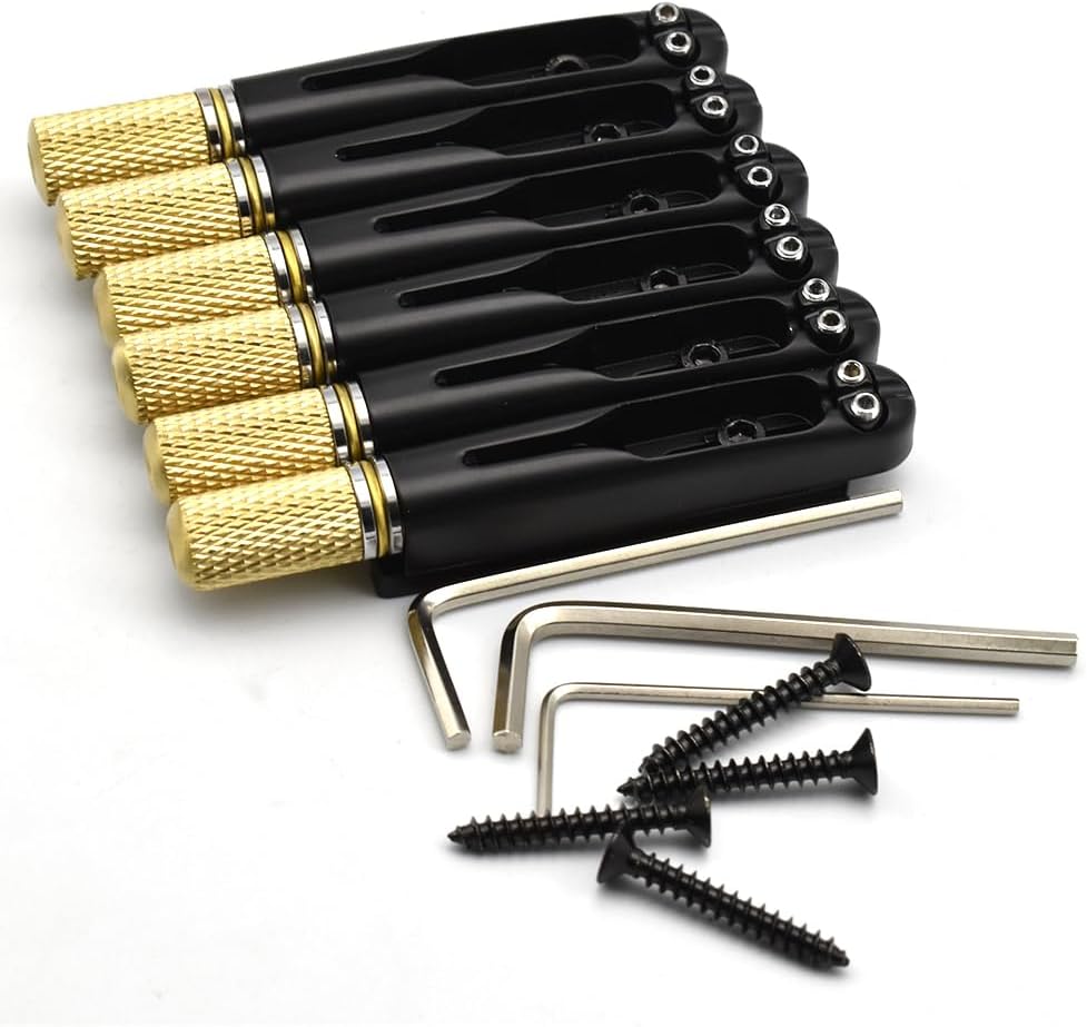 Headless Guitar Bridge 6-String Headless Electric Guitar Bridges (Black)