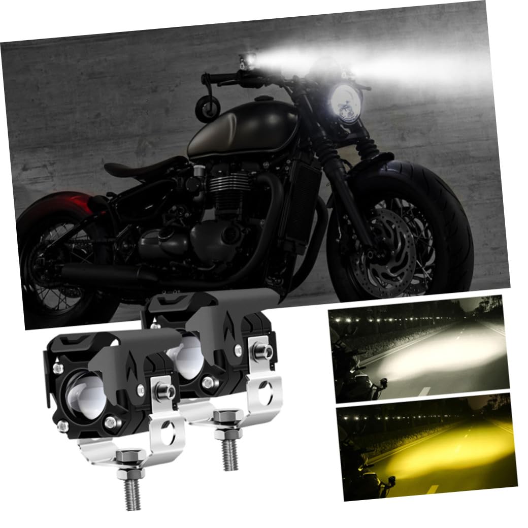 Mikikit 2pezzi Fari Led Per Moto Bicolore Lampada Anteriore Alta Capacità Di Raccolta Della Luce Per Guida Notturna